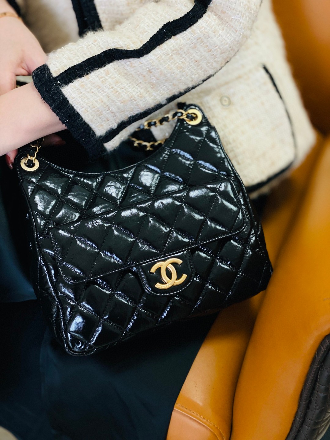 Chanel hobo leather bag