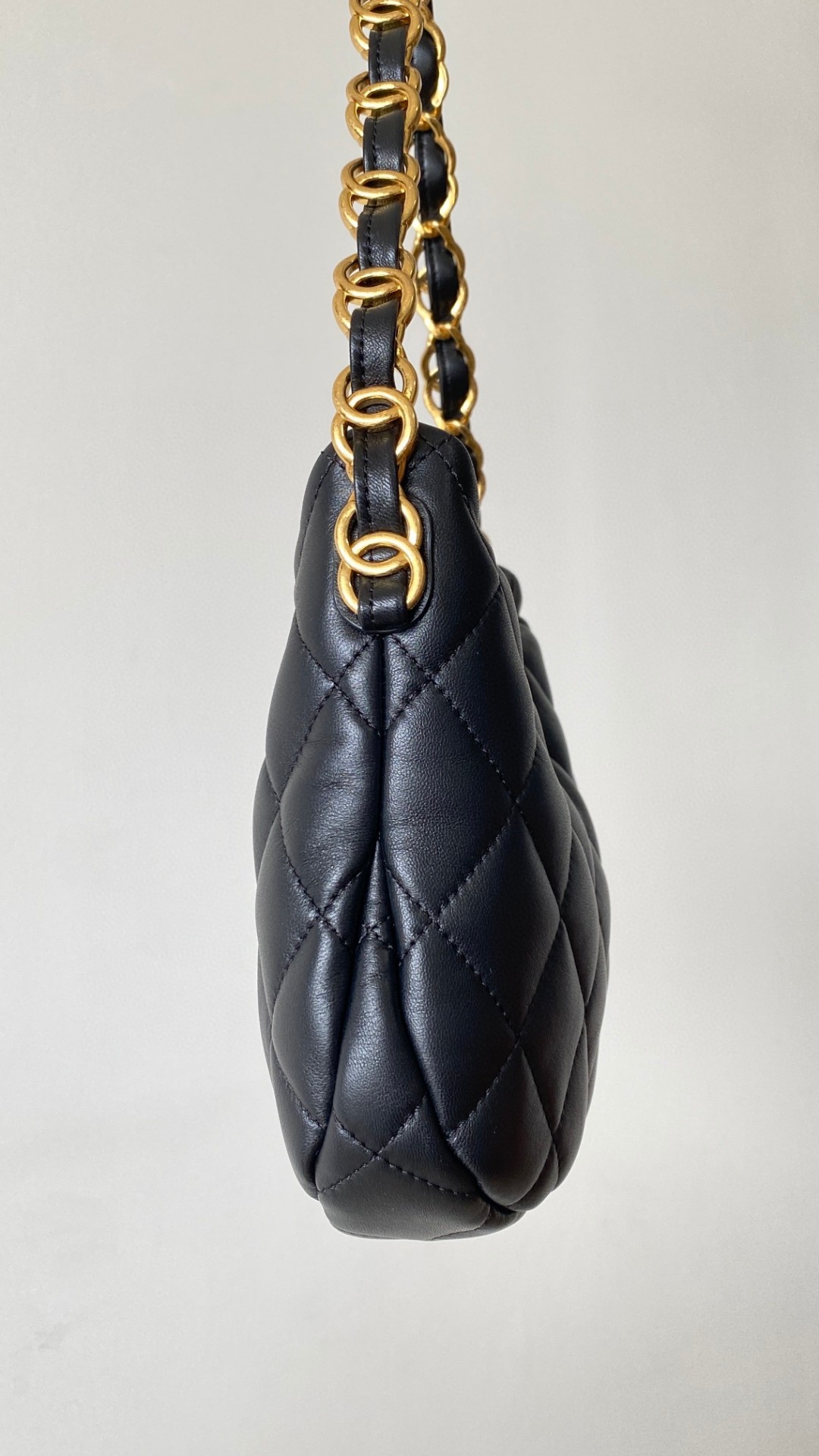 Chanel hobo bag small black leather