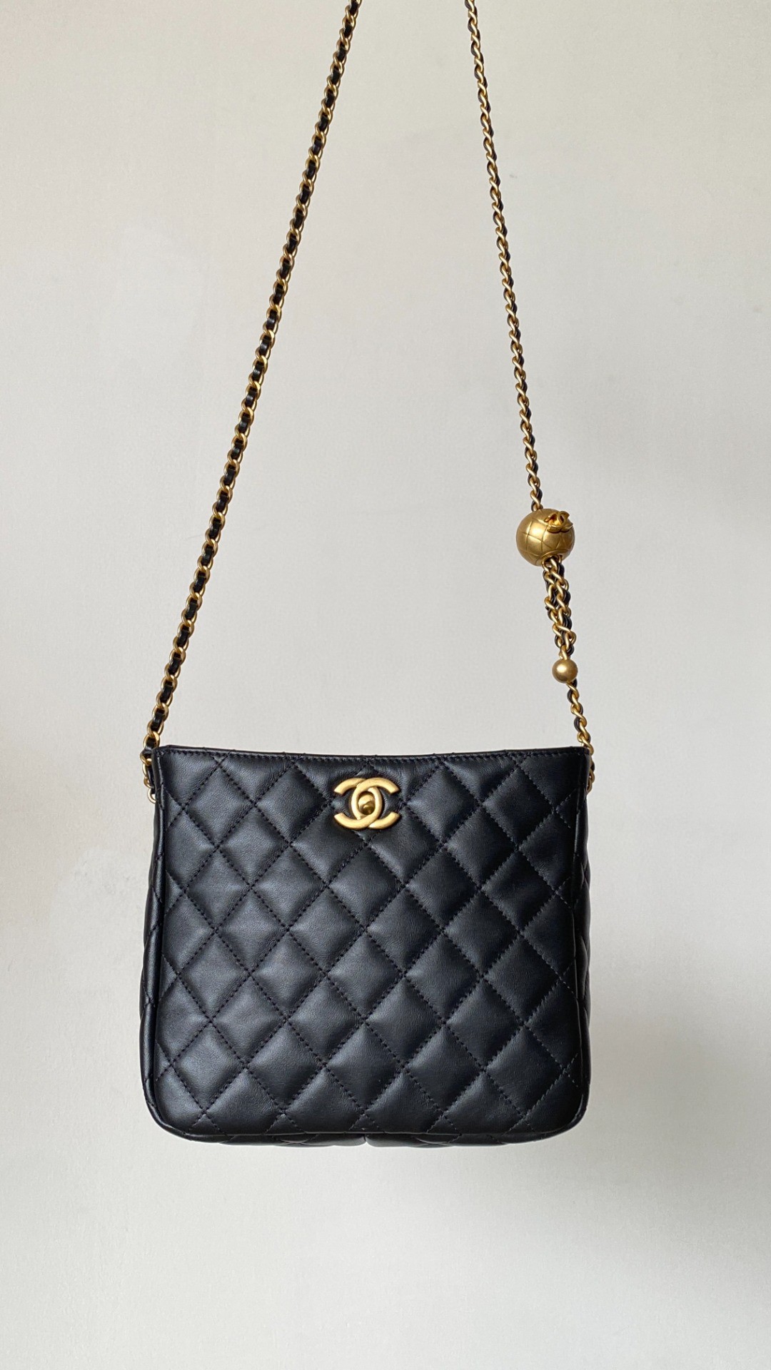 Chanel tote bag small black leather
