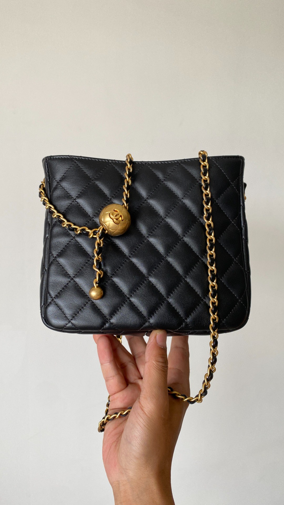 Chanel tote bag small black leather