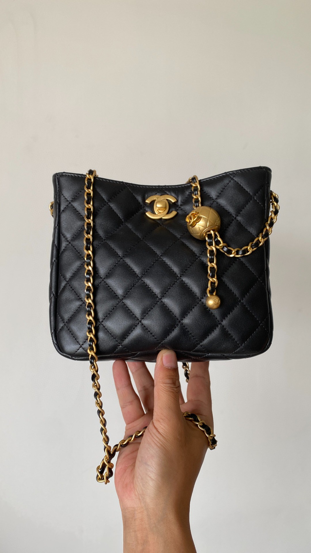 Chanel tote bag small black leather
