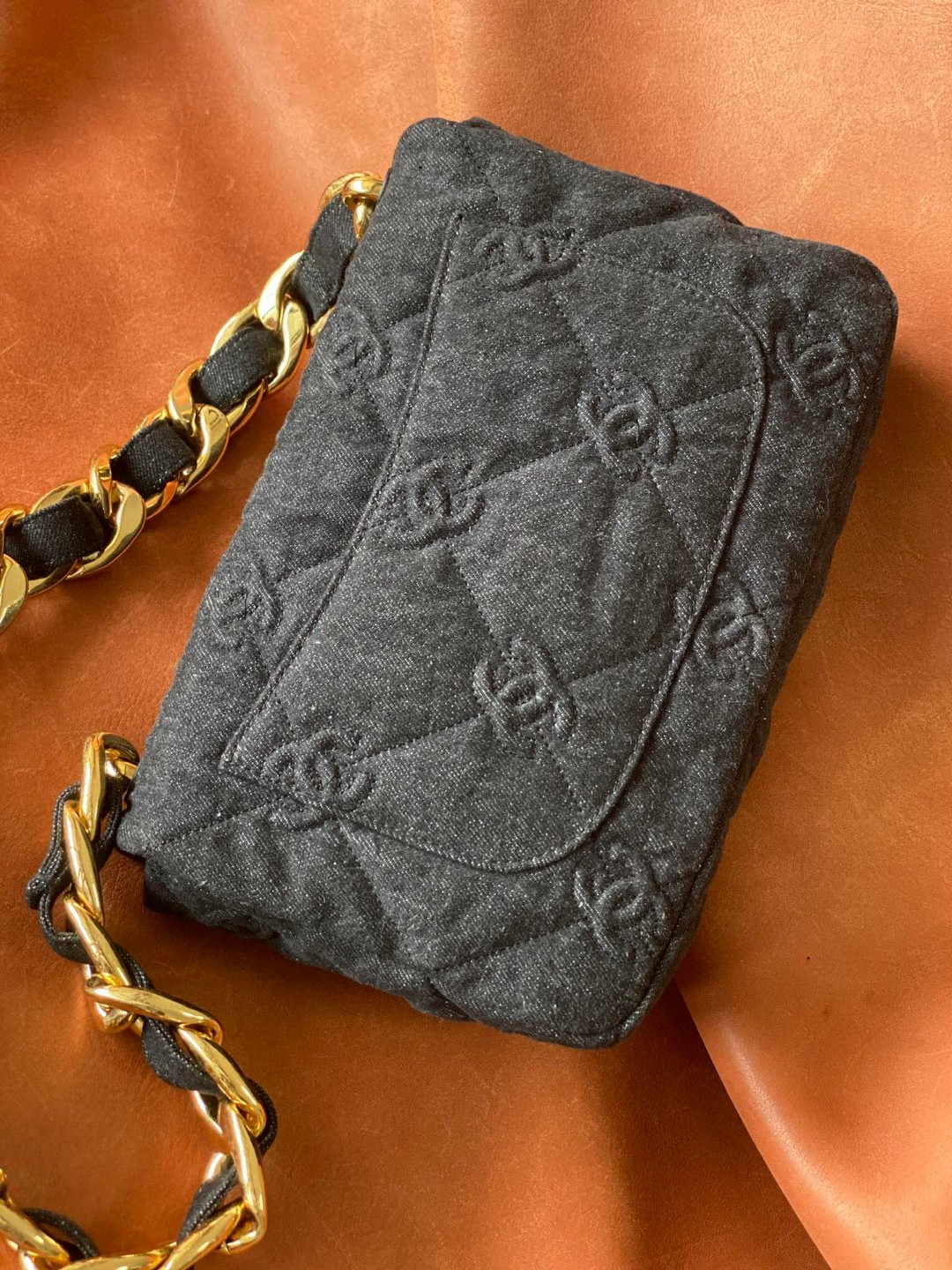 Chanel flap bag black demin