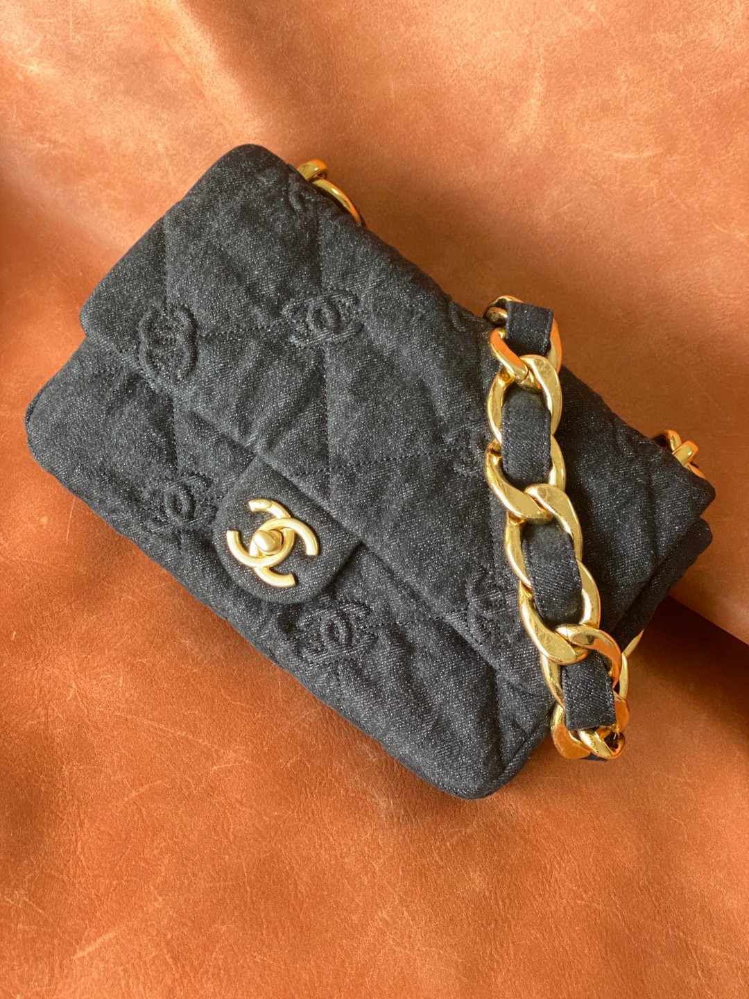 Chanel flap bag black demin