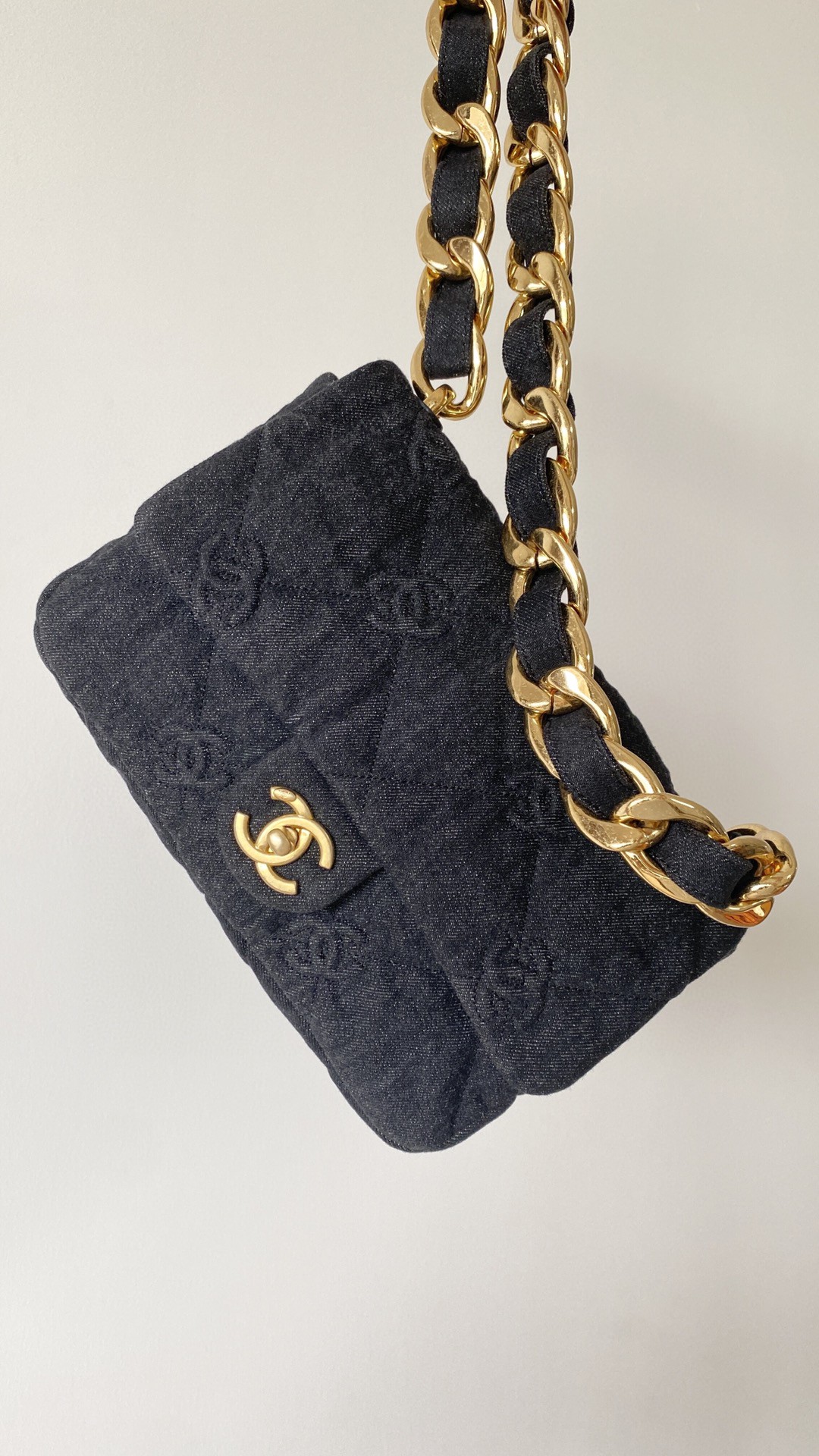 Chanel flap bag black demin