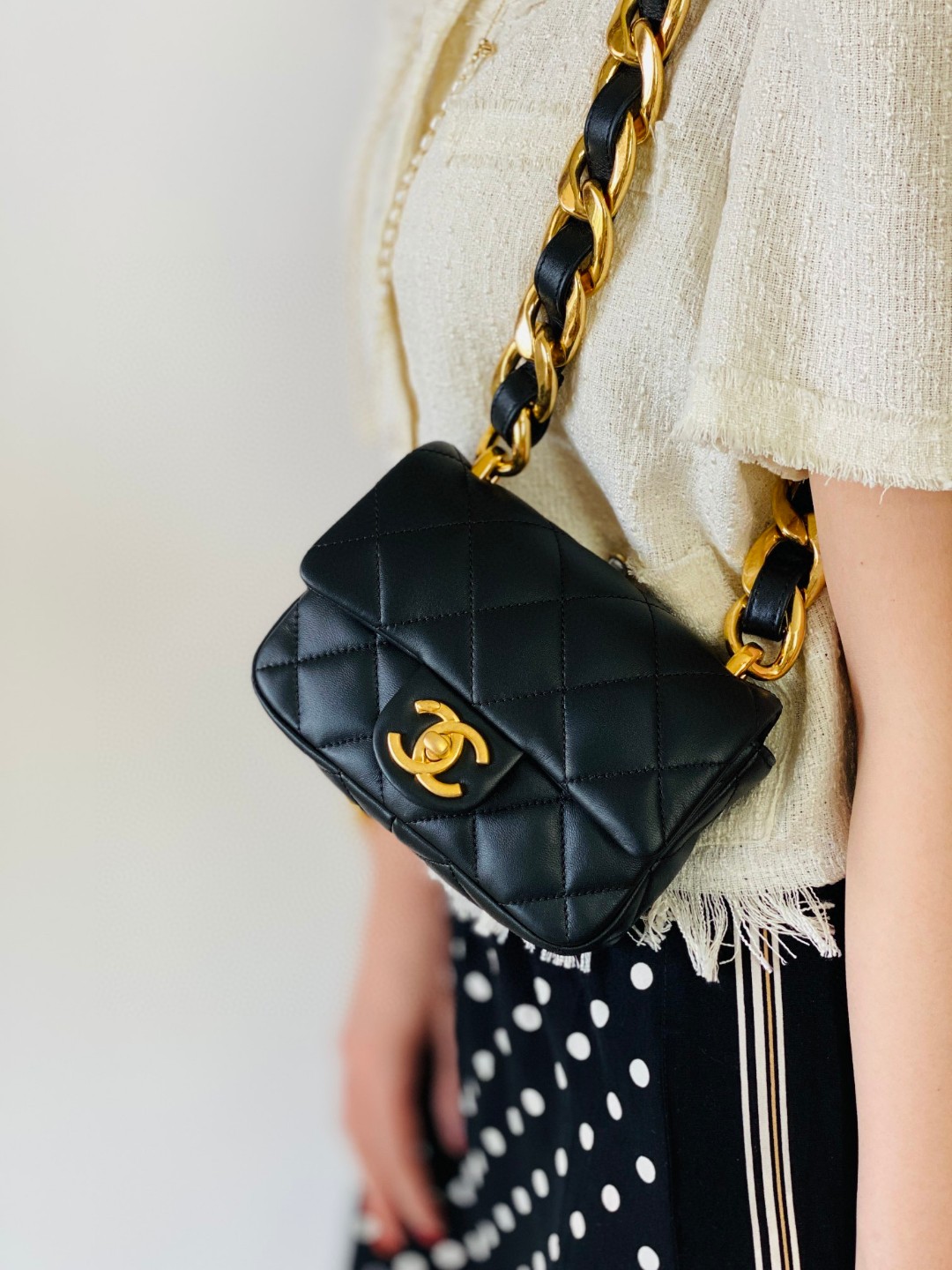 Chanel flap bag black leather