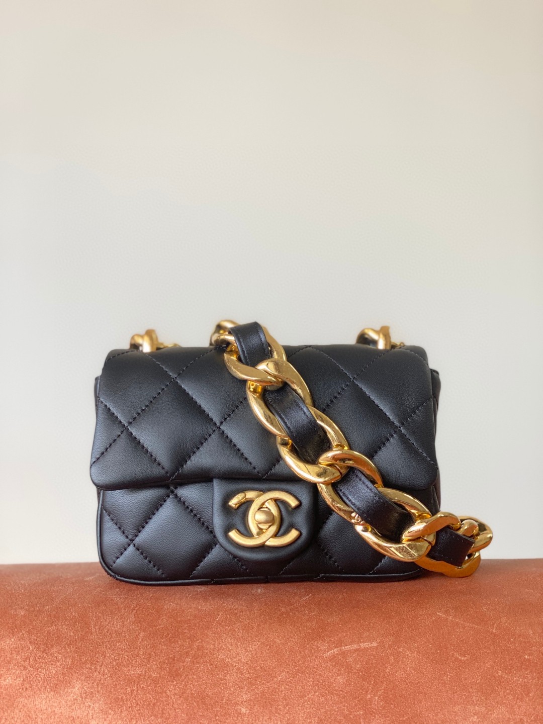 Chanel flap bag black leather