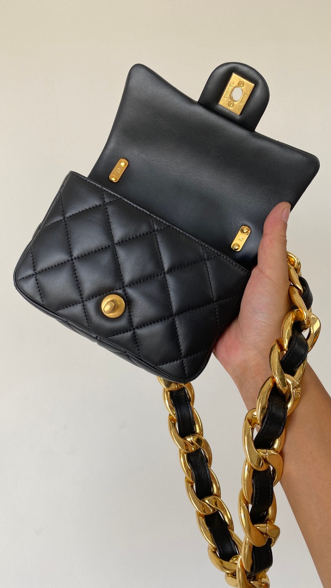 Chanel flap bag black leather