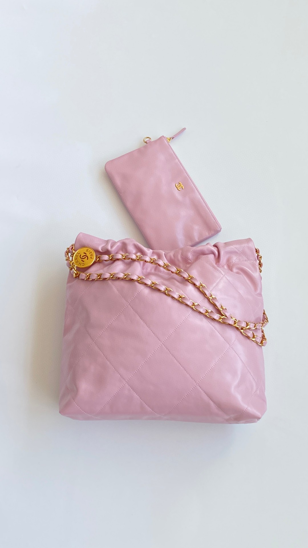 Chanel 22 pink leather bag