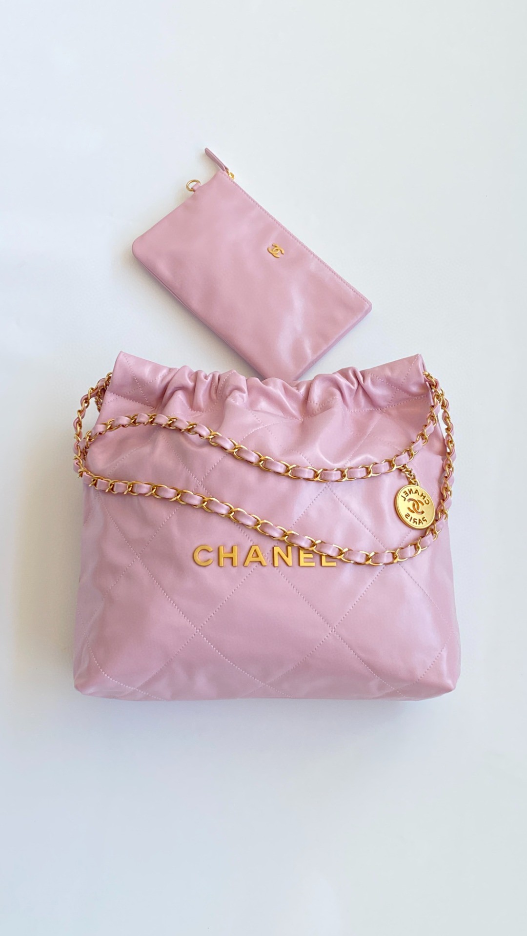 Chanel 22 pink leather bag
