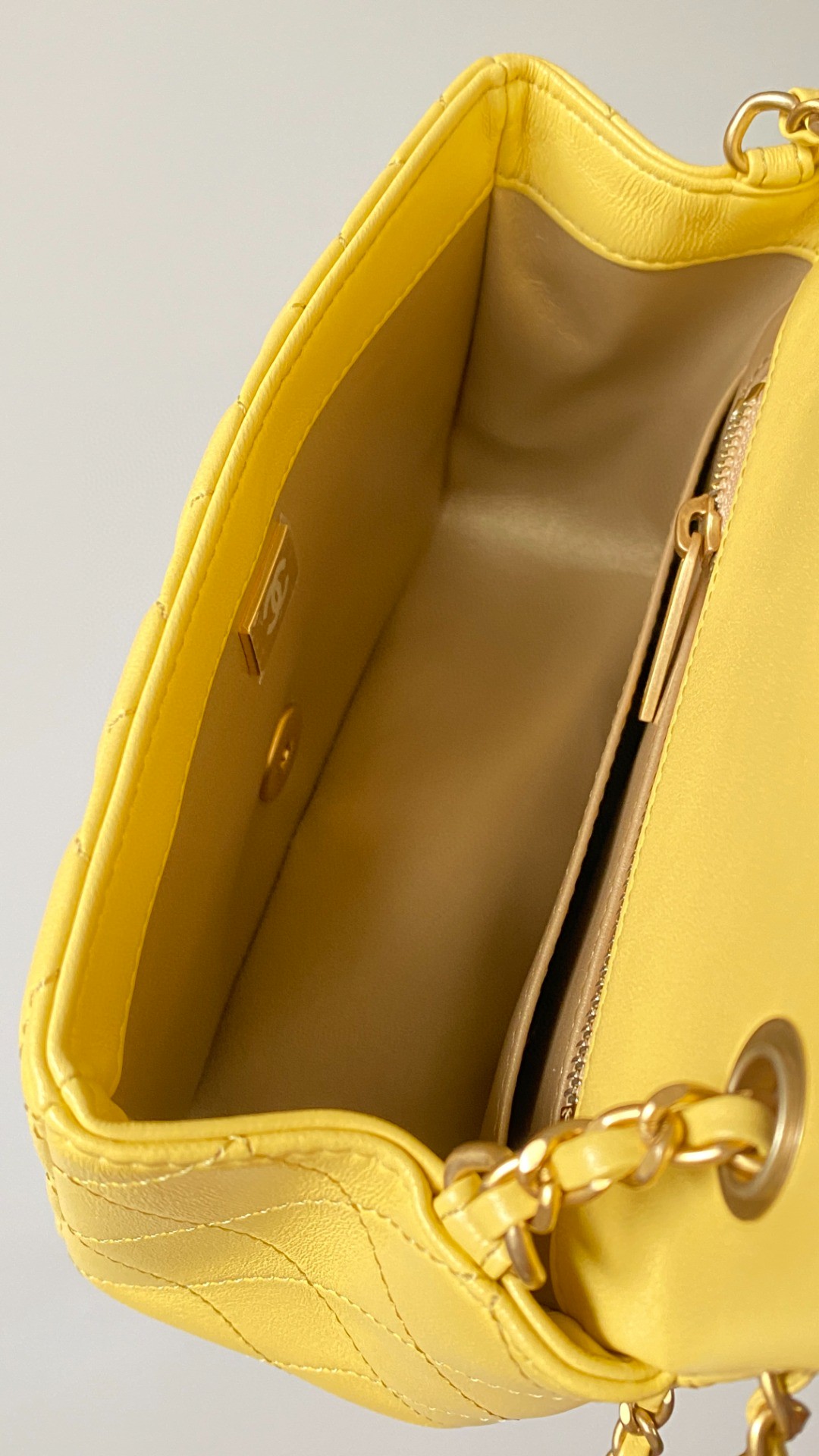 Chanel flap bag yellow leather