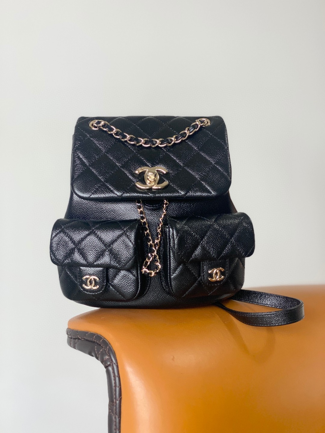 Chanel Duma backpack mini black leather