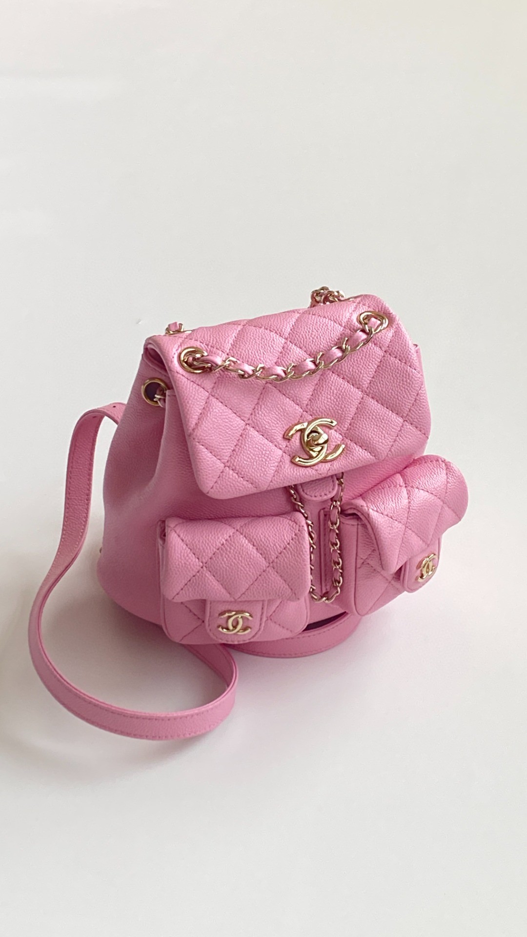 Chanel Duma backpack mini pink leather