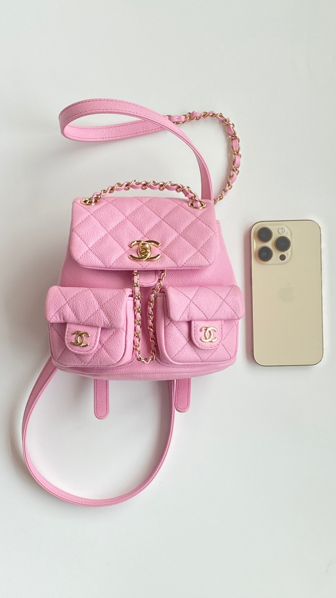 Chanel Duma backpack mini pink leather