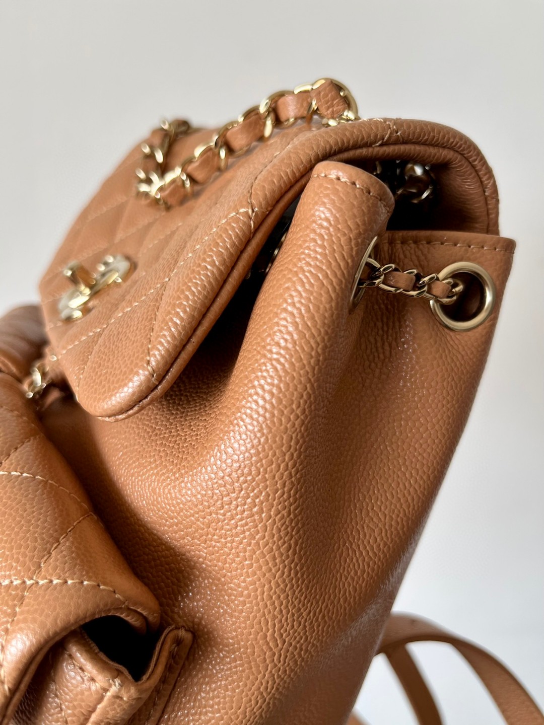 Chanel Duma backpack mini beige leather