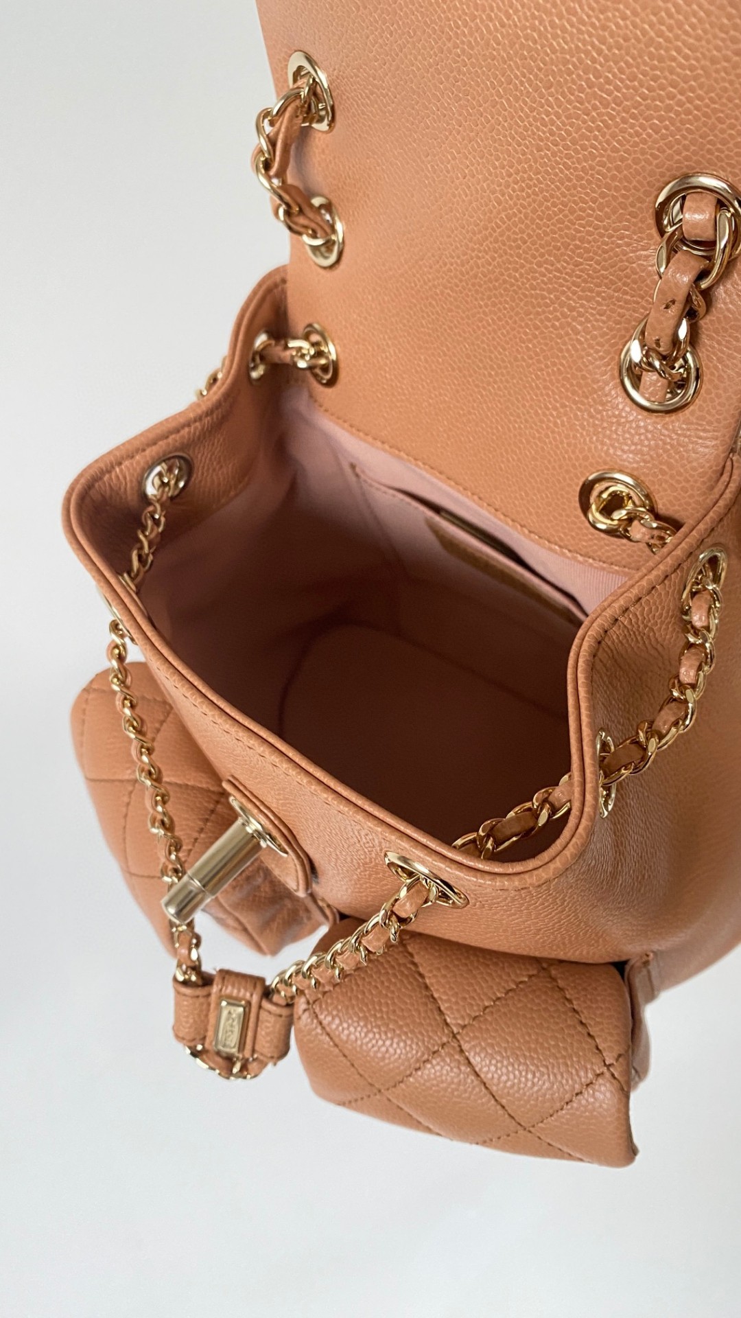 Chanel Duma backpack mini beige leather