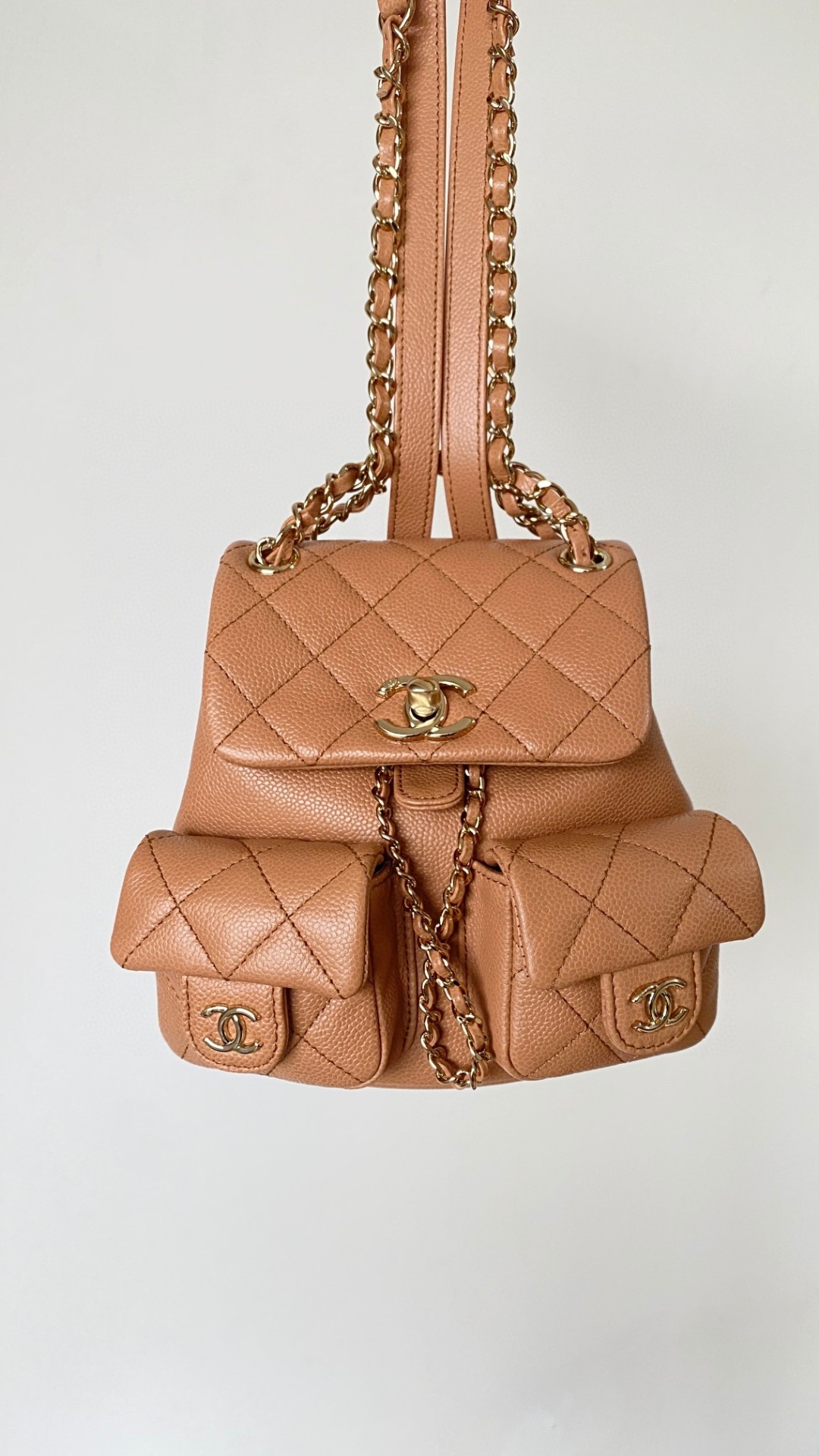 Chanel Duma backpack mini beige leather