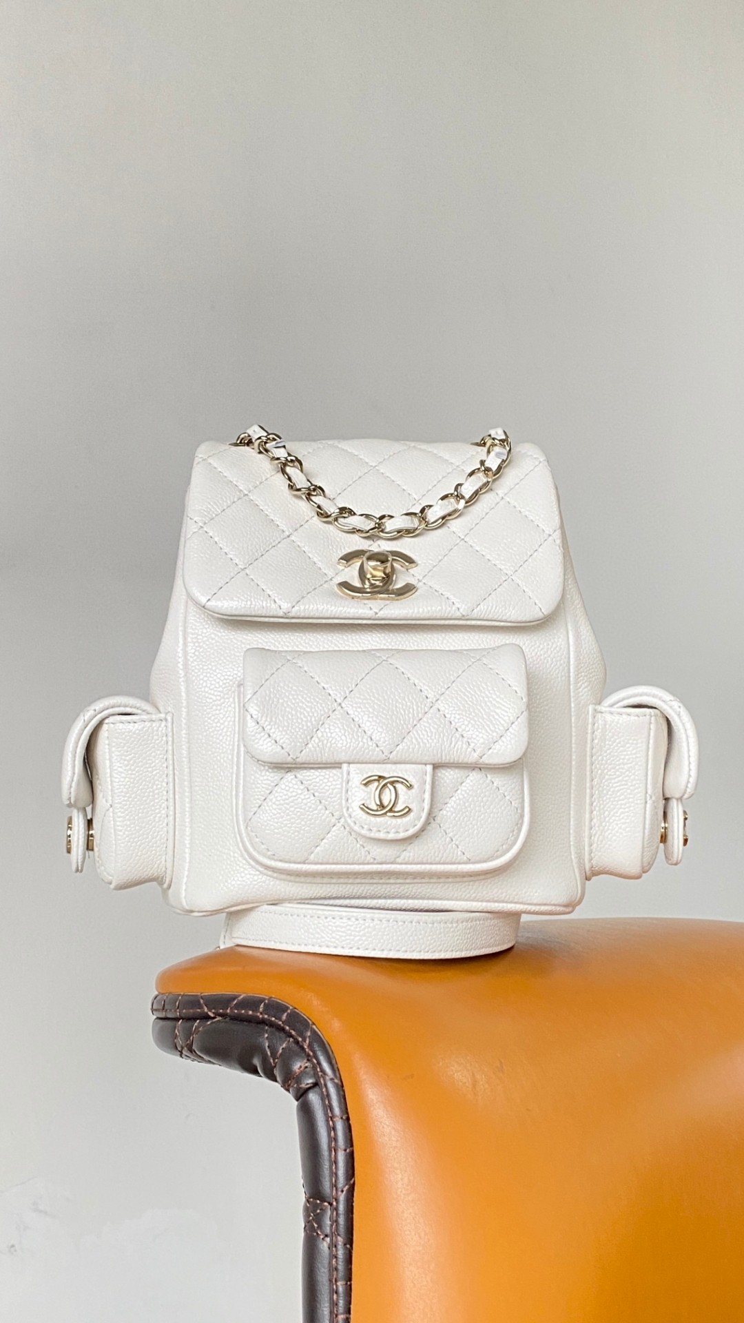 Chanel Duma backpack white leather