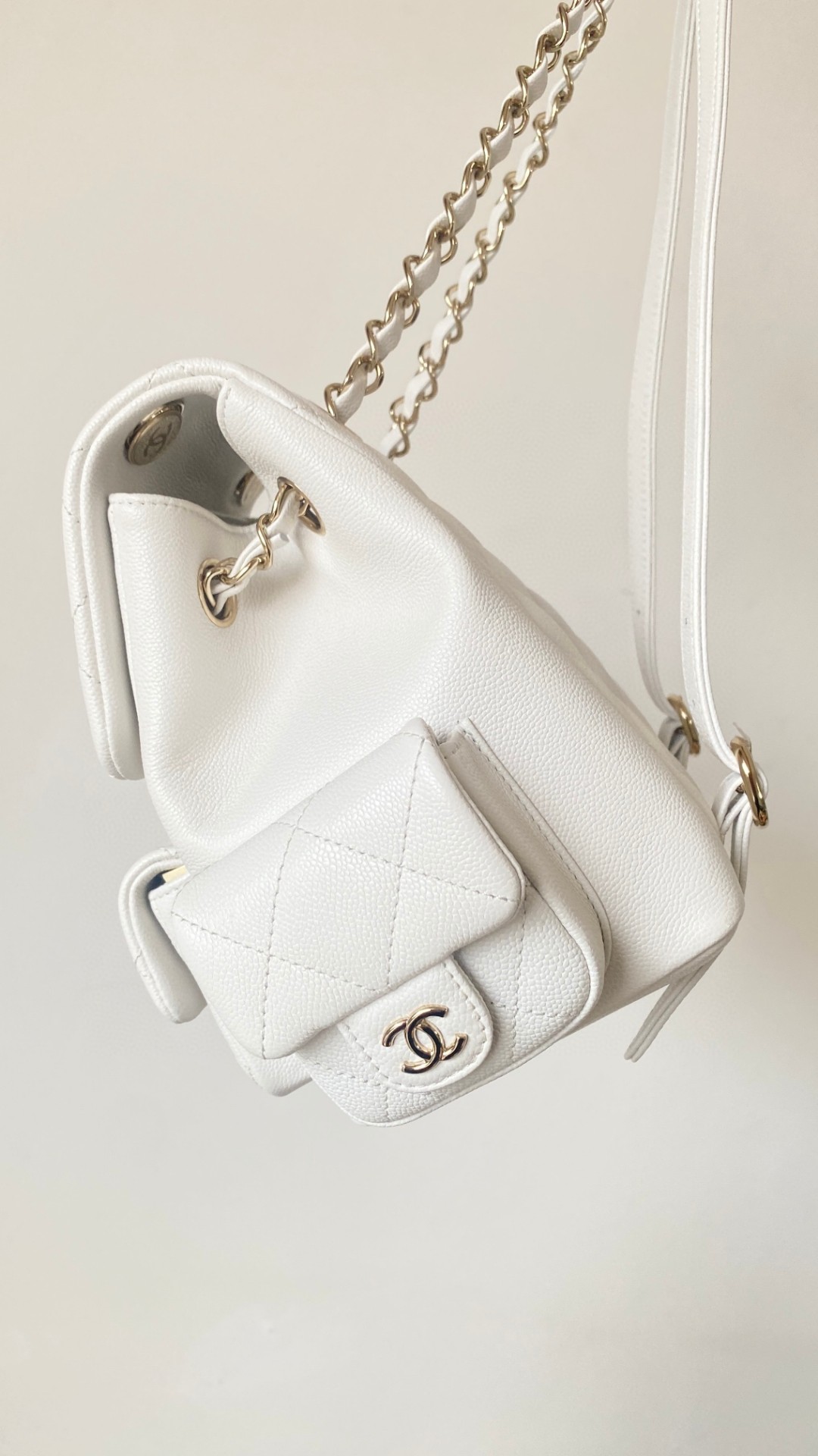 Chanel Duma backpack mini white leather