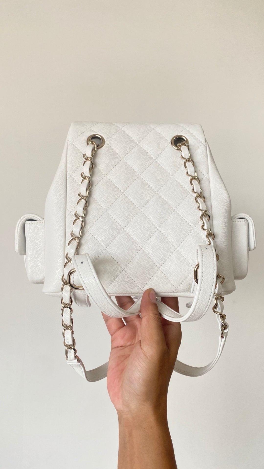 Chanel Duma backpack mini white leather