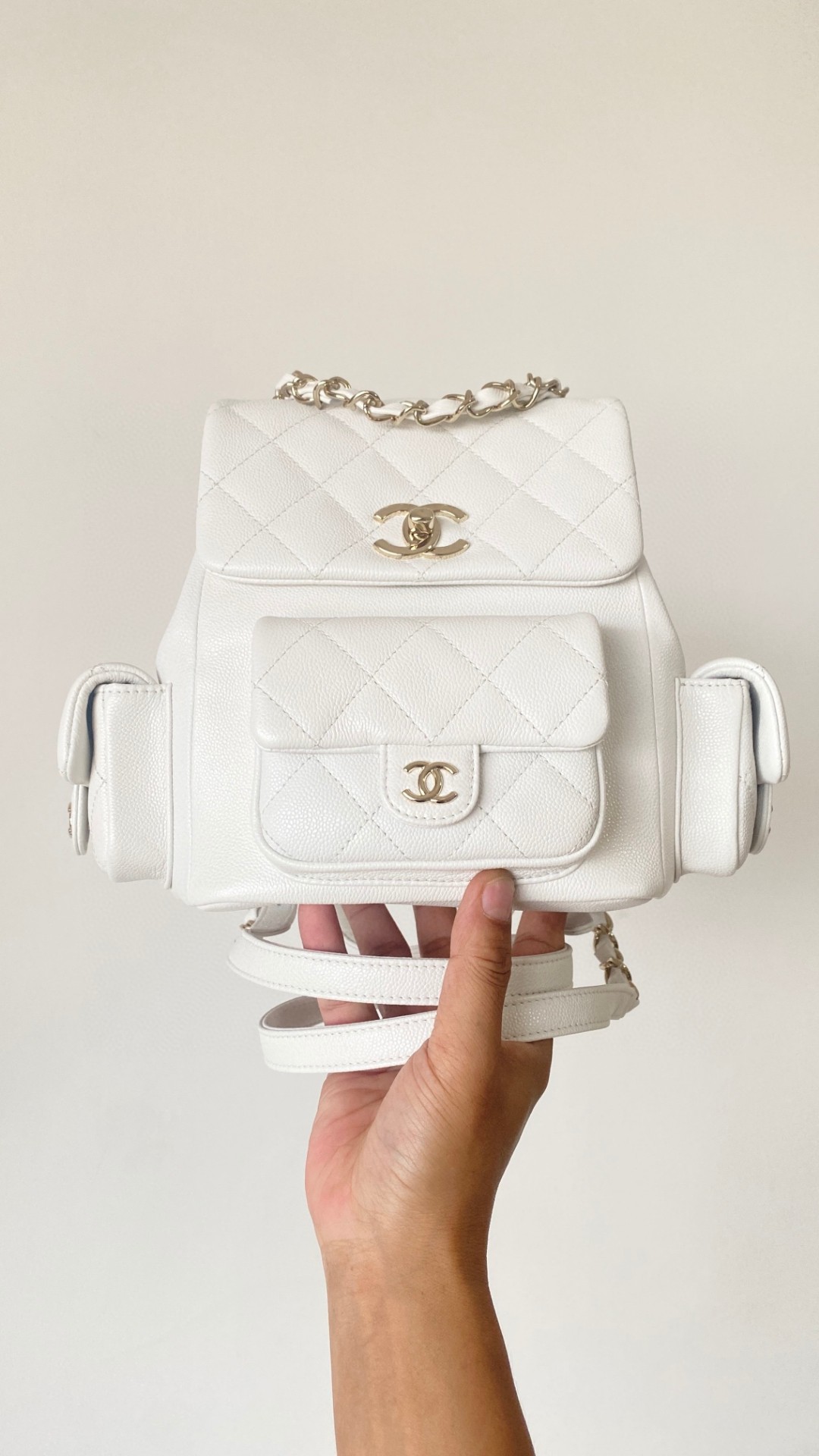 Chanel Duma backpack mini white leather
