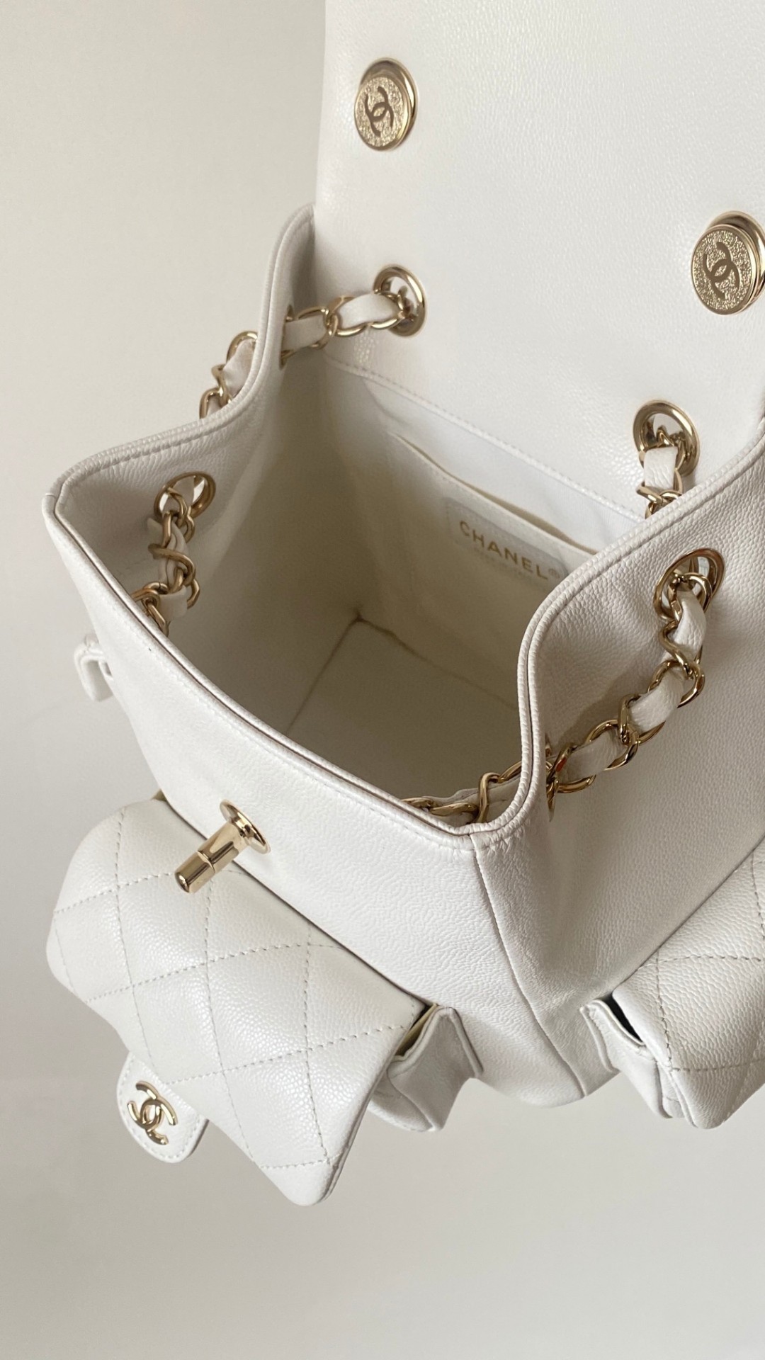 Chanel Duma backpack mini white leather