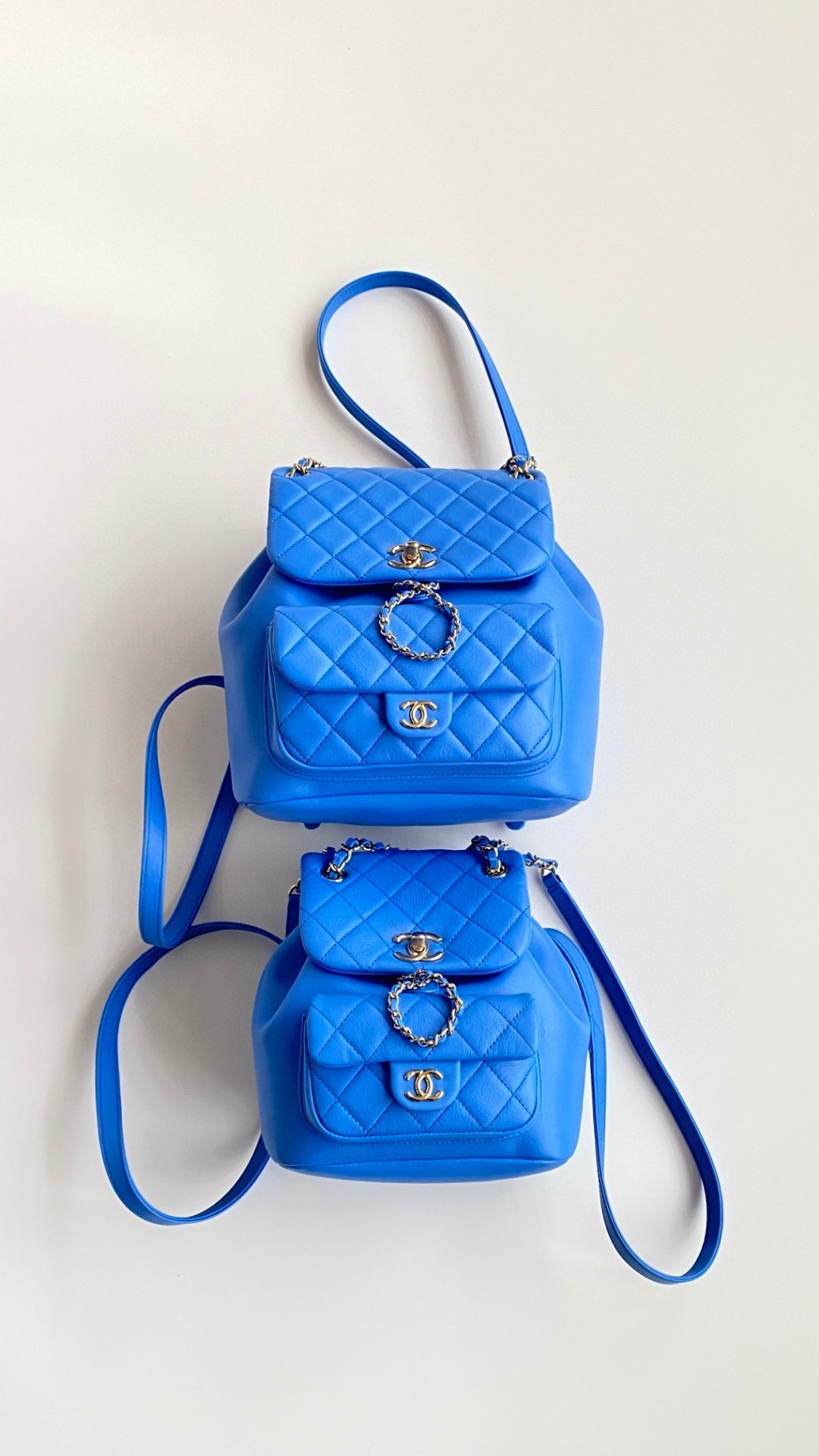 Chanel Duma backpack mini blue leather
