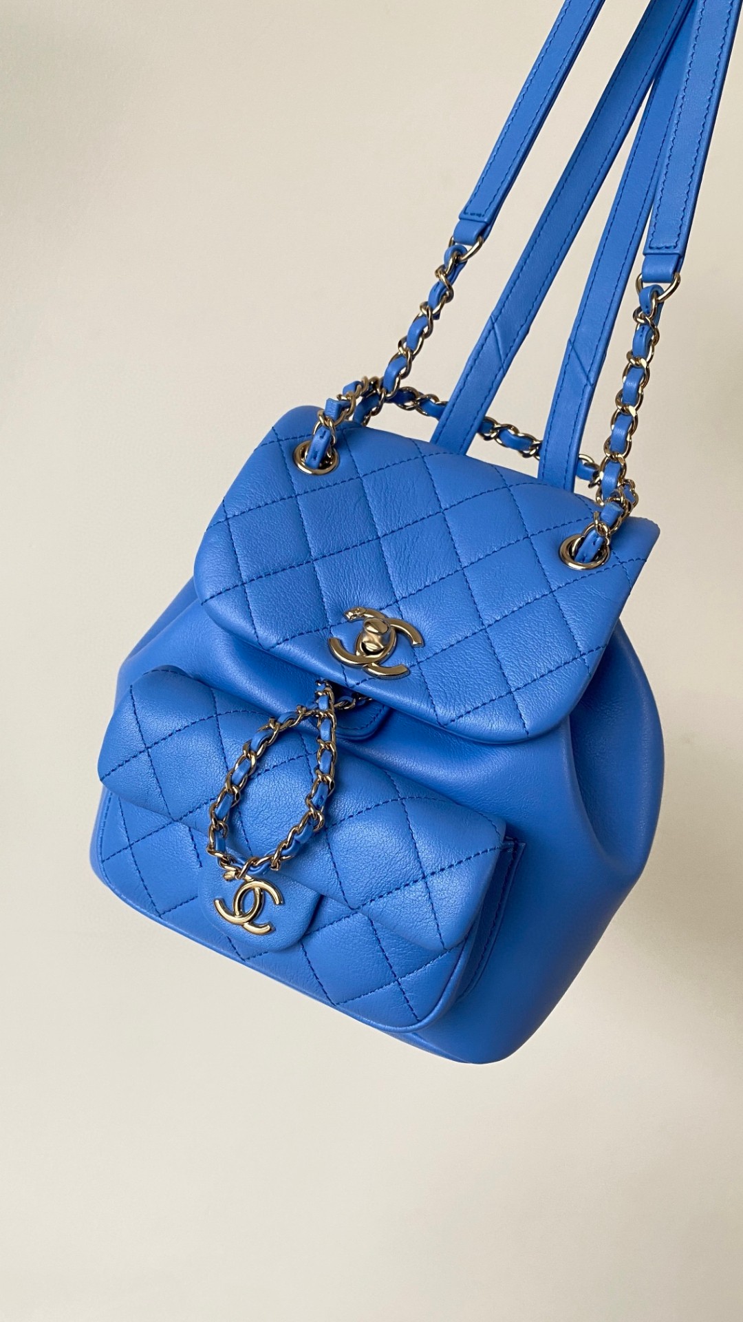 Chanel Duma backpack mini blue leather