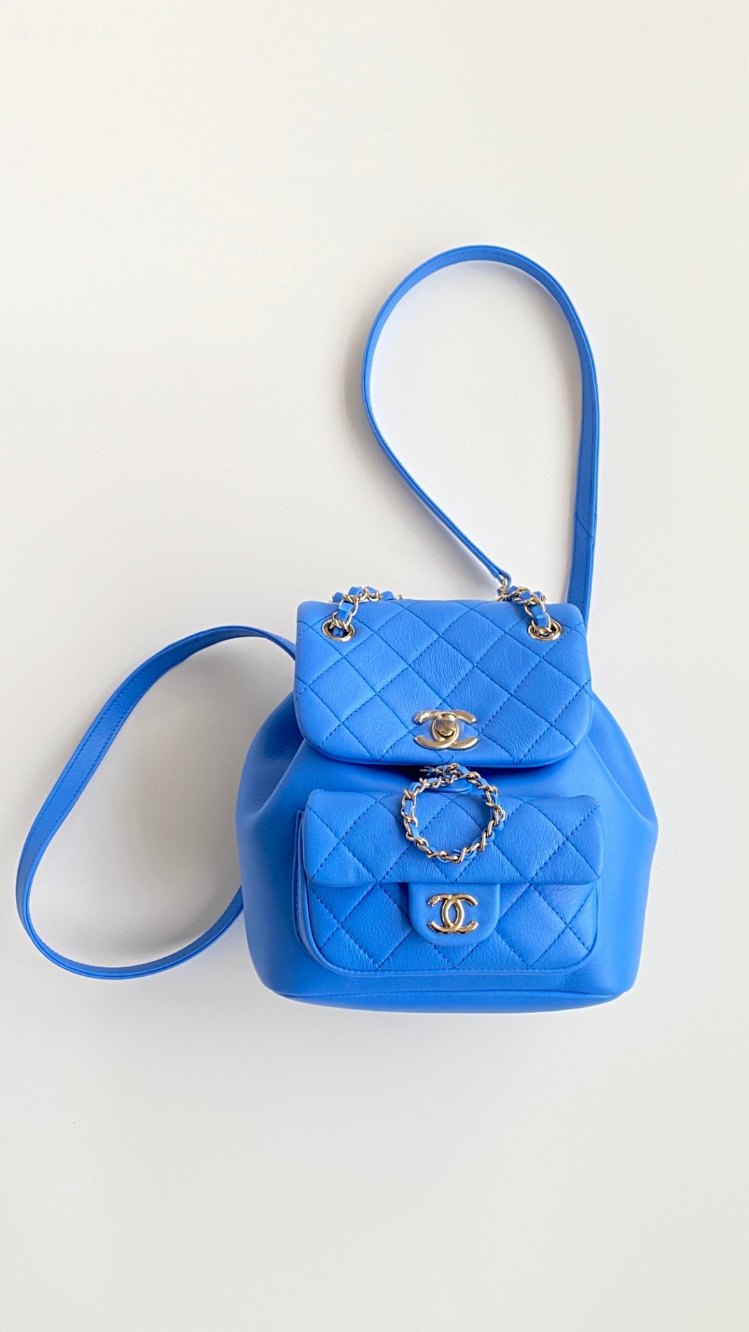 Chanel Duma backpack mini blue leather