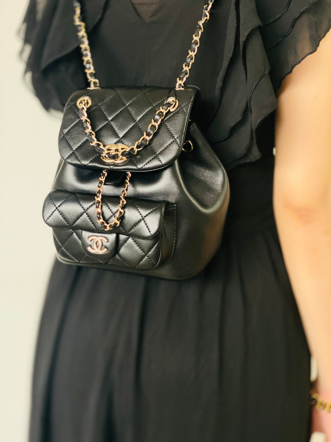 Chanel Duma backpack black leather