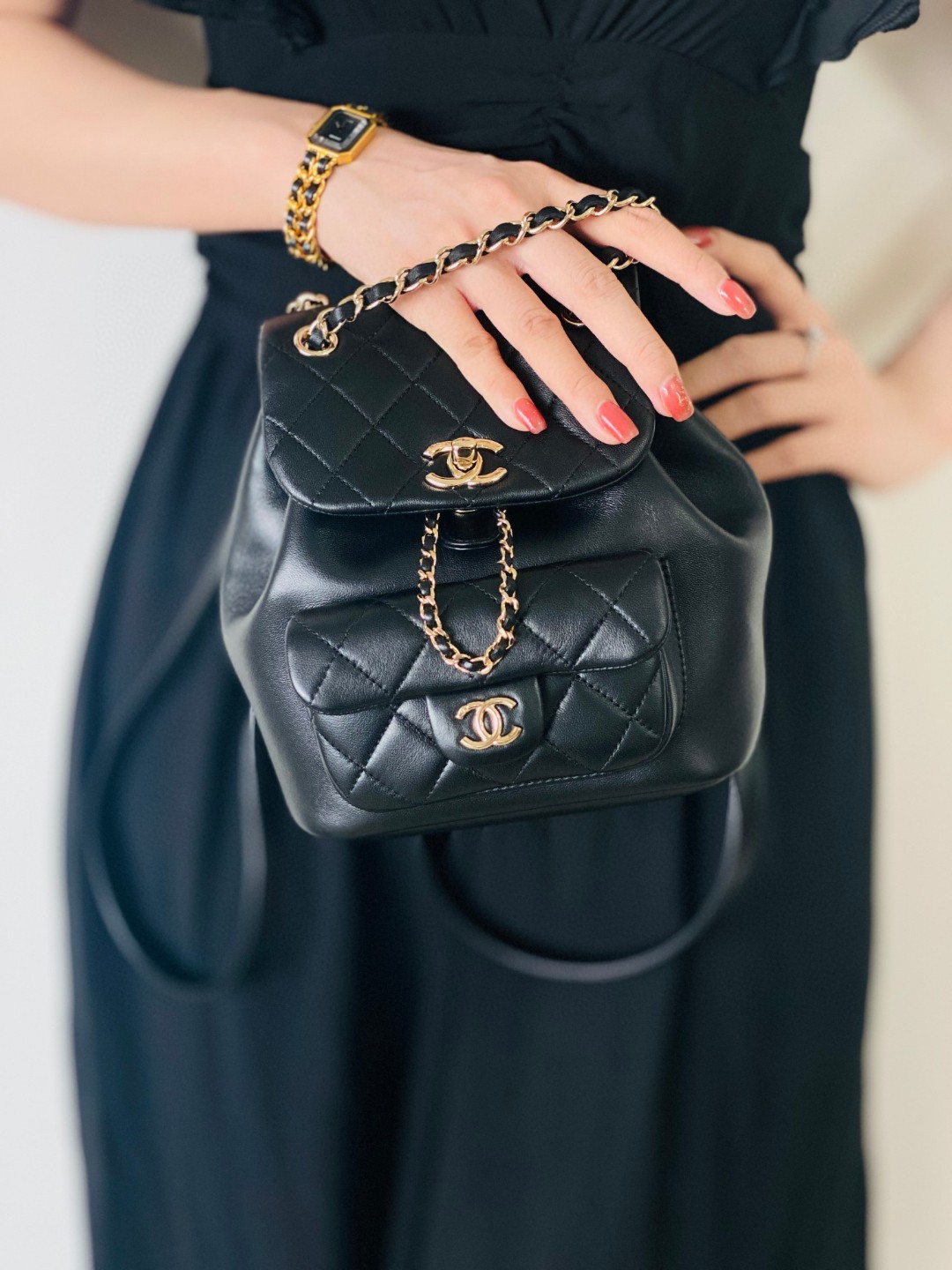 Chanel Duma backpack black leather