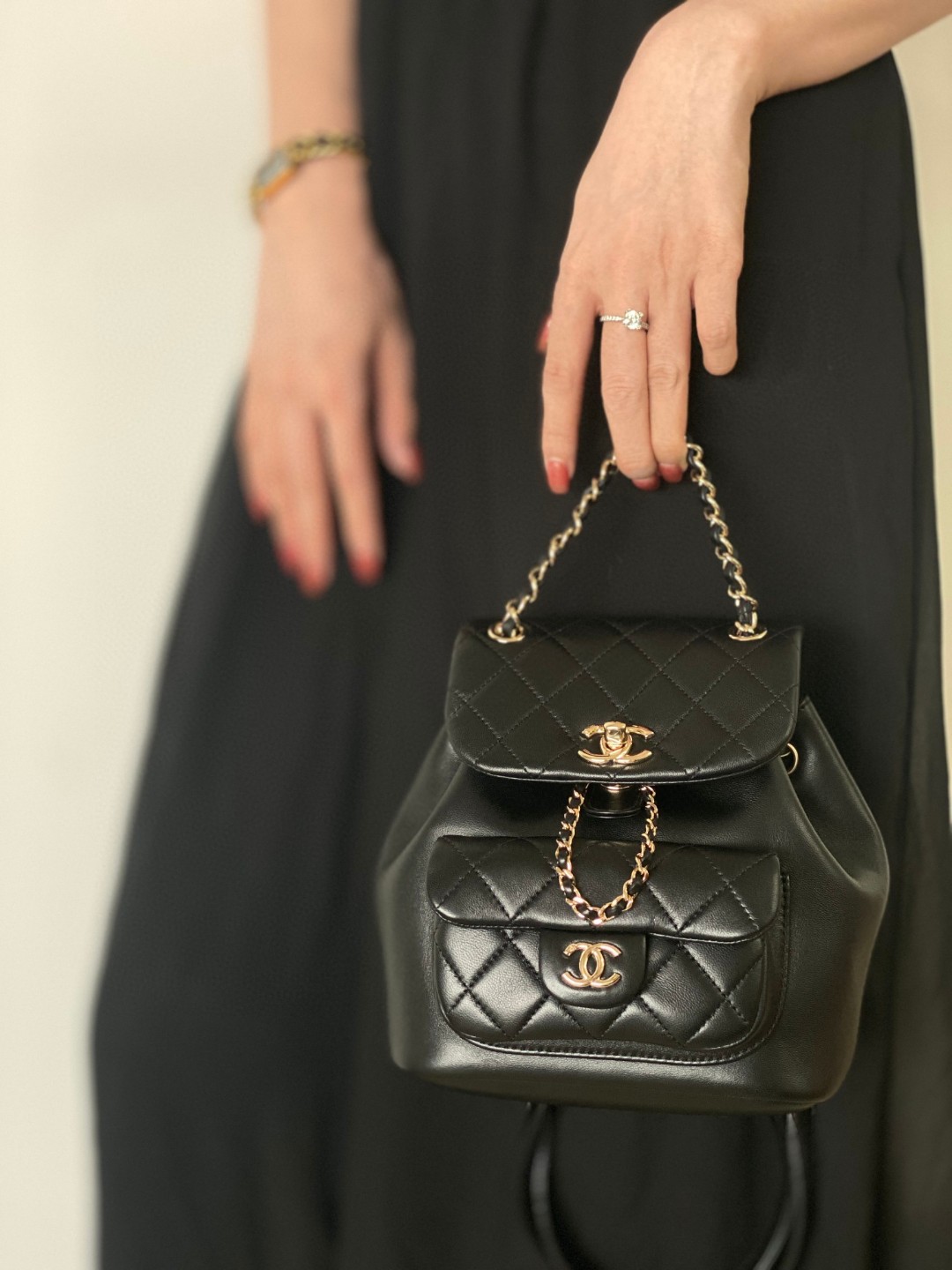 Chanel Duma backpack black leather