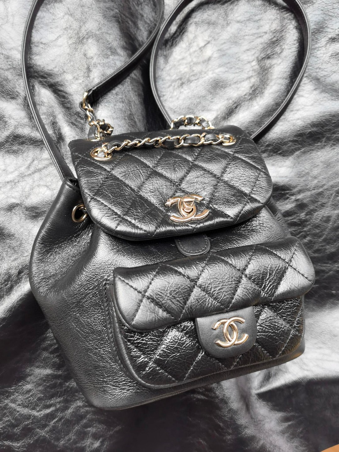 Chanel Duma backpack black leather