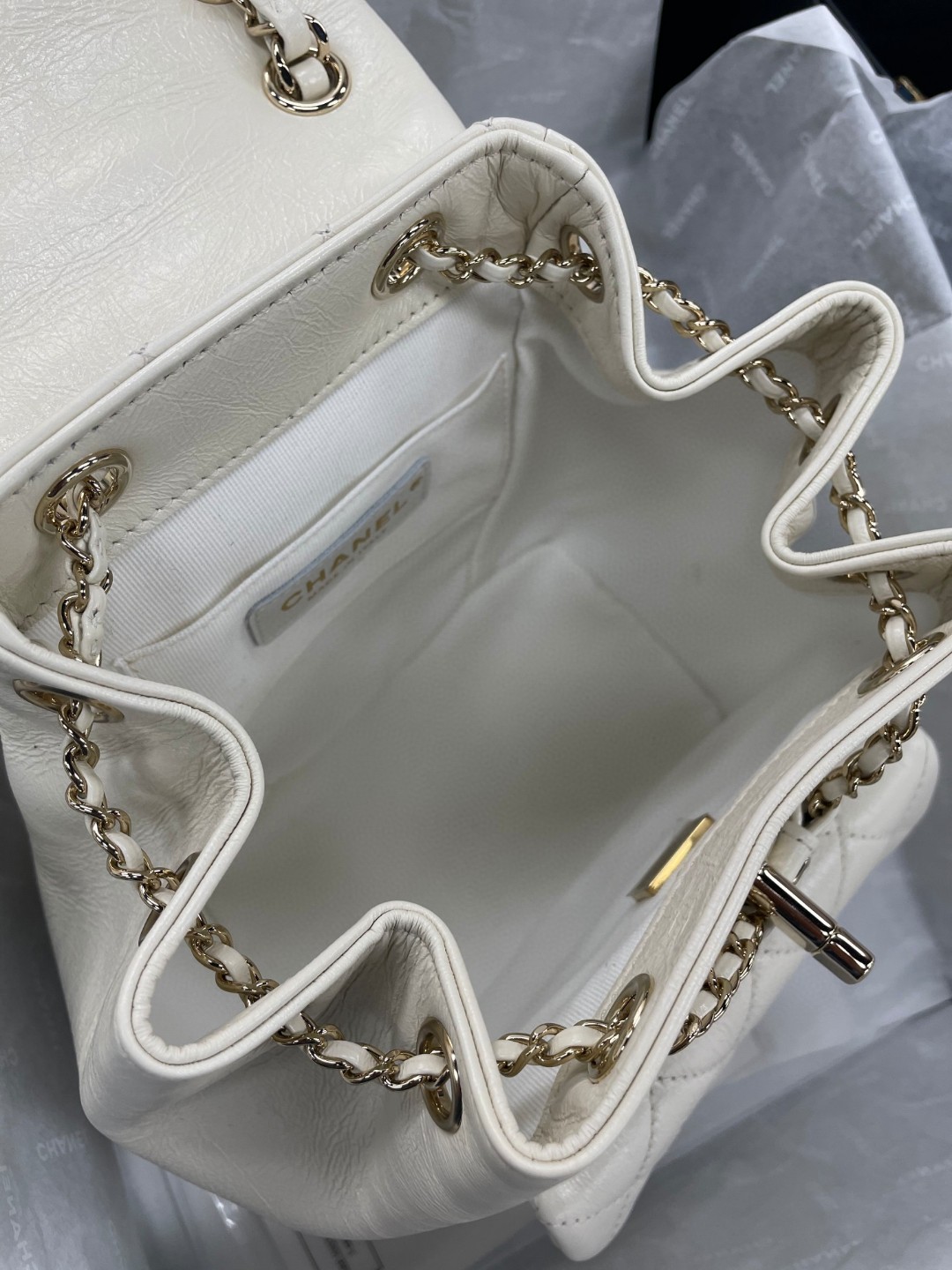 Chanel Duma backpack white leather