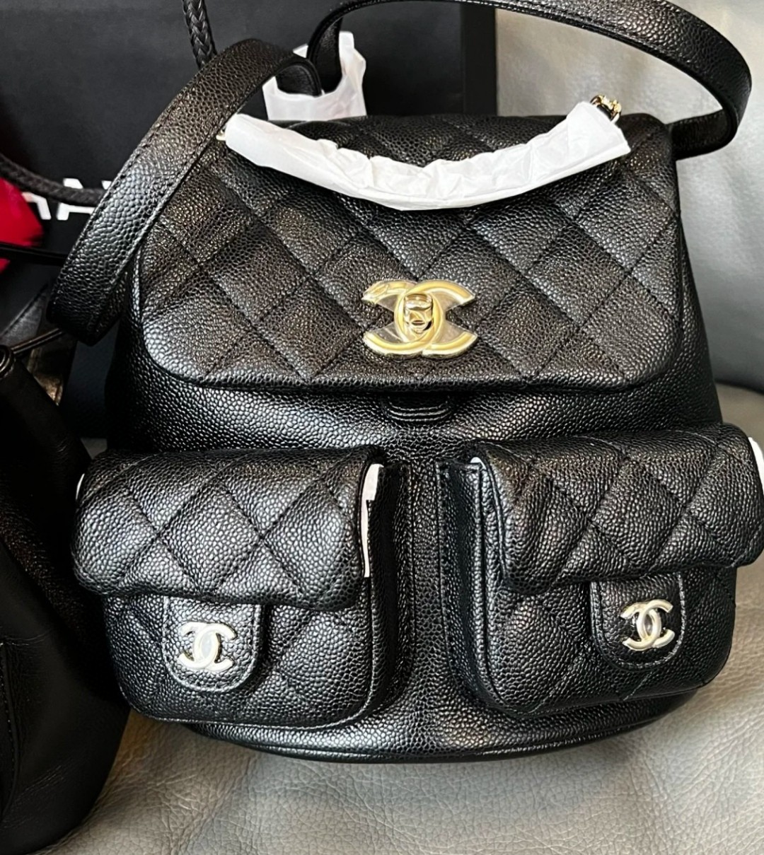 Chanel Duma backpack black leather