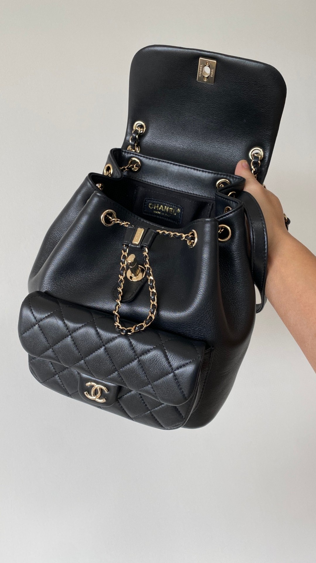 Chanel Duma backpack black leather