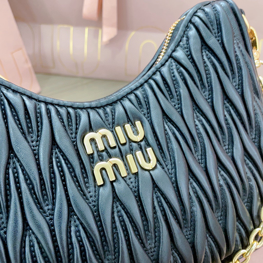 Miu Miu black Matelassé nappa leather shoulder bag 5BH211_N88_F0002_V_TWO