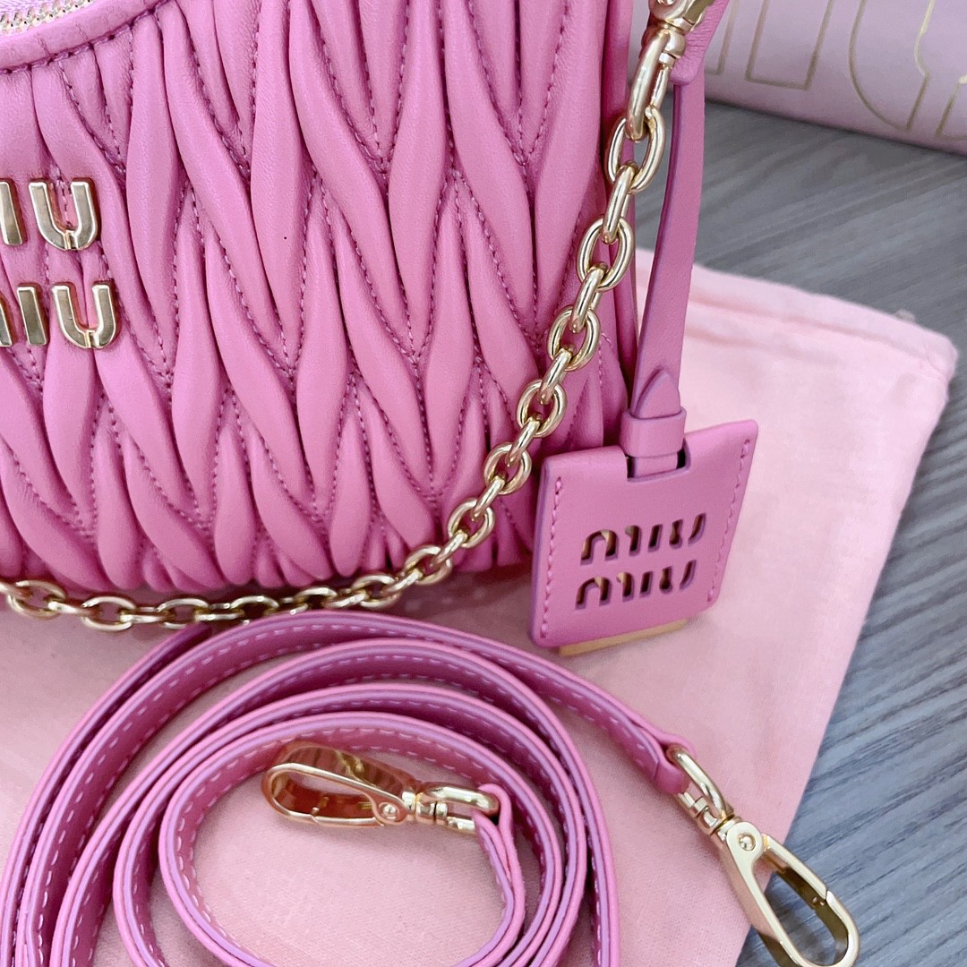 Miu Miu Begonia Pink Matelassé Nappa Leather Shoulder Bag 5BH211_N88_F0638_V_TWO