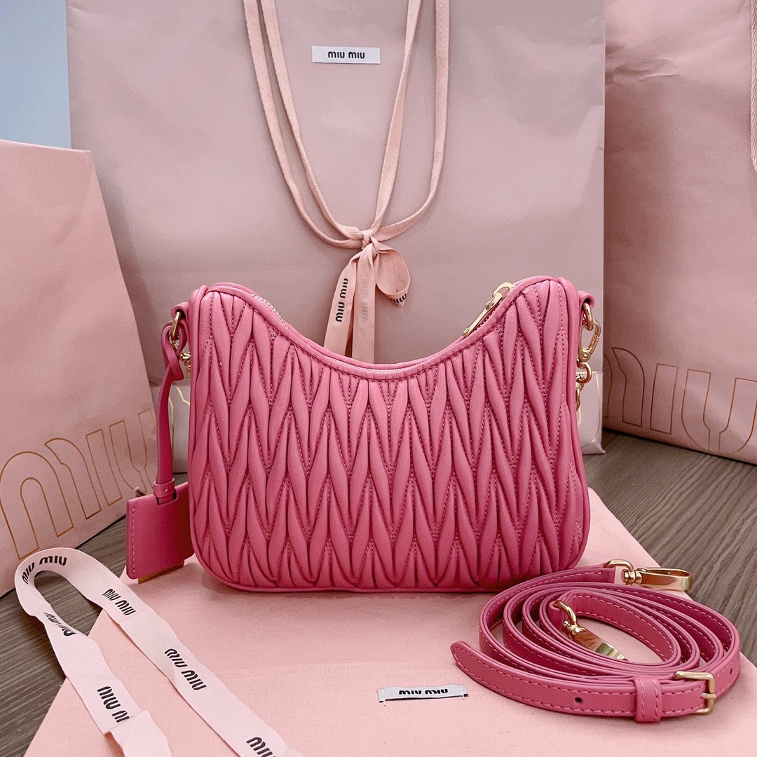 Miu Miu Begonia Pink Matelassé Nappa Leather Shoulder Bag 5BH211_N88_F0638_V_TWO