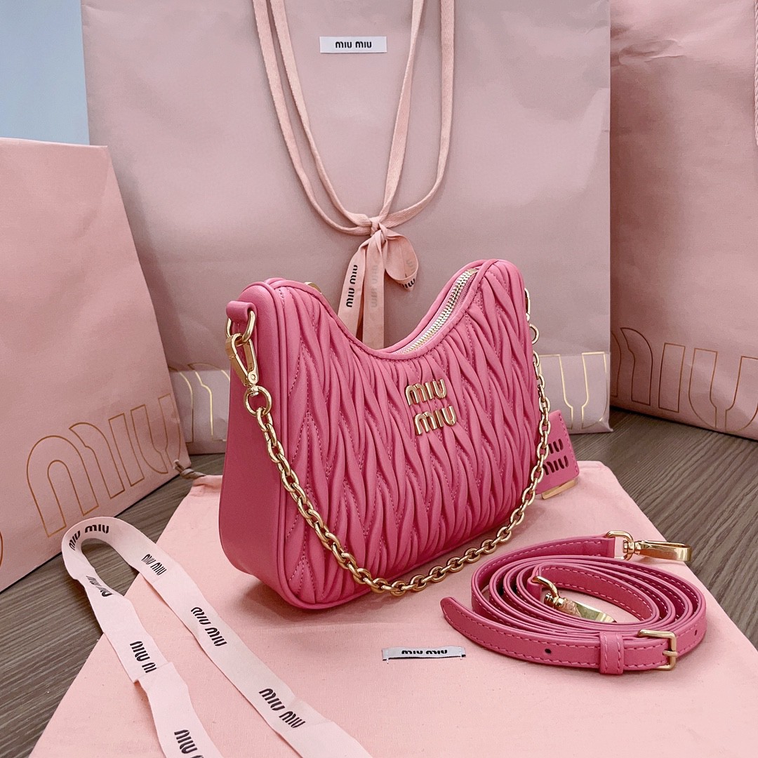 Miu Miu Begonia Pink Matelassé Nappa Leather Shoulder Bag 5BH211_N88_F0638_V_TWO