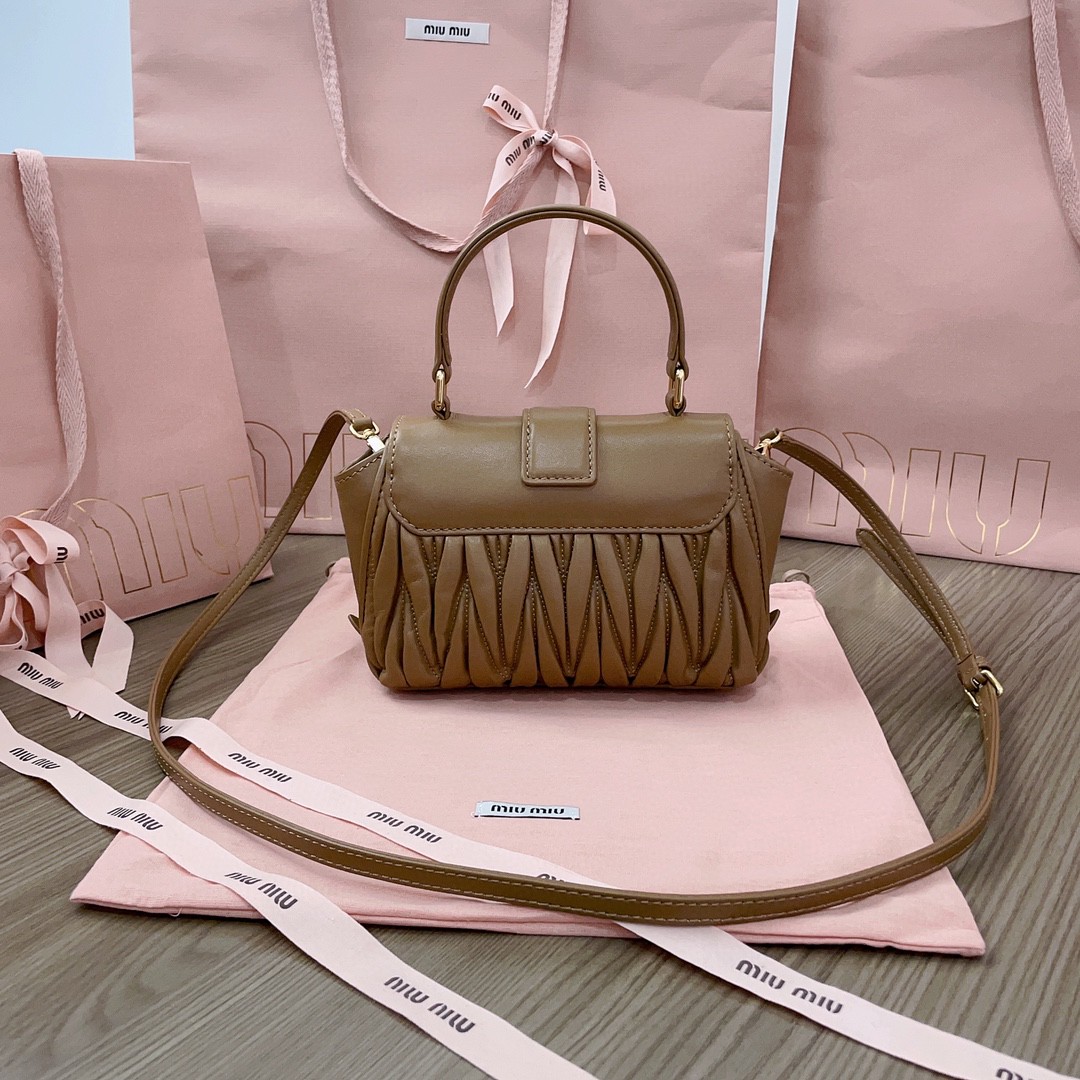 Miu Miu caramel matelassé nappa leather 5BP083