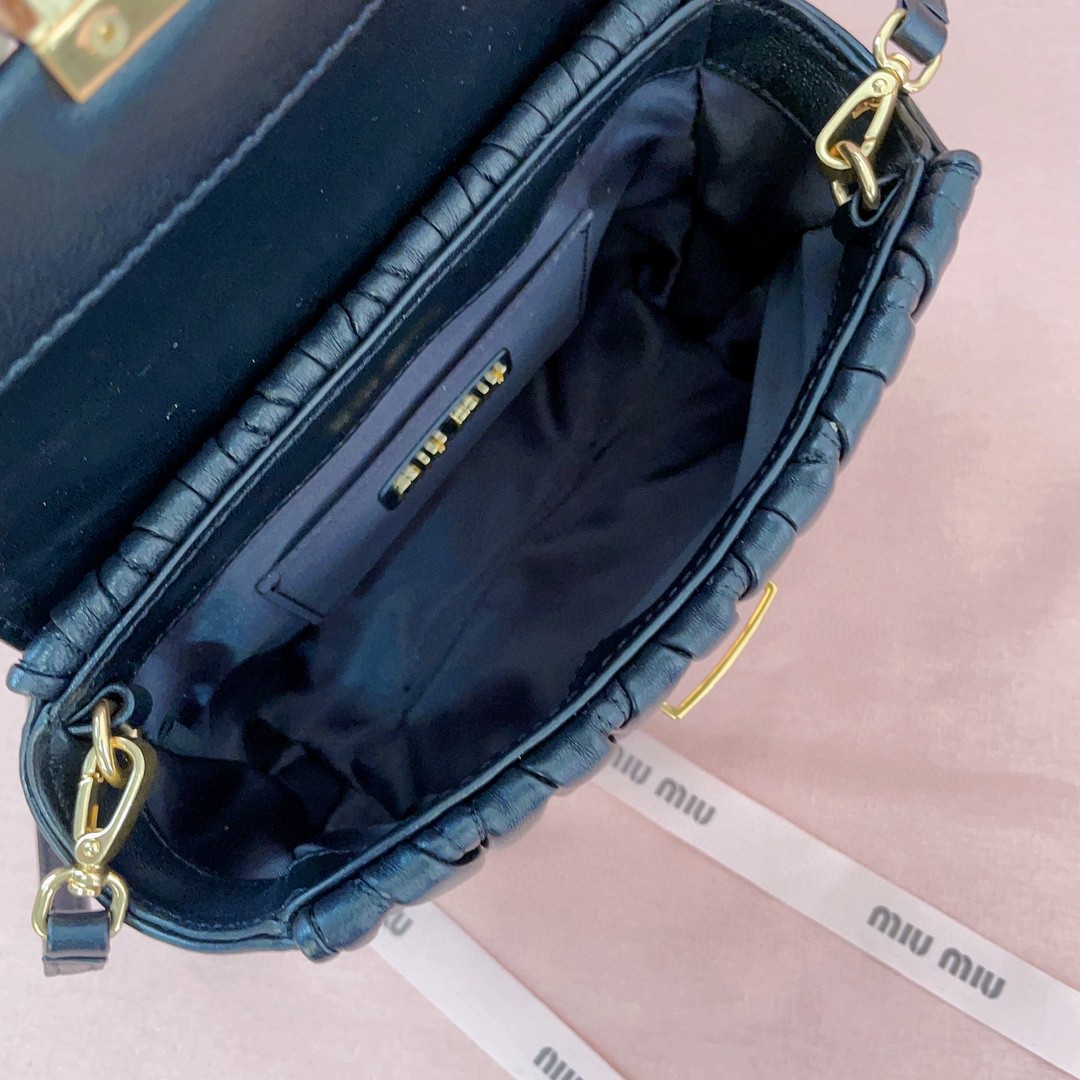 Miu Miu black matelassé nappa leather 5BP083