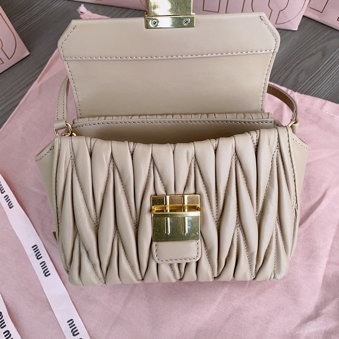 Miu Miu sand beige matelassé nappa leather 5BP083