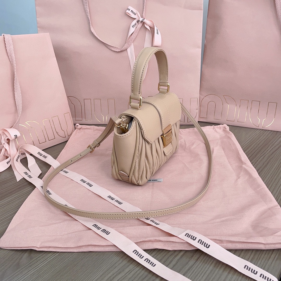 Miu Miu sand beige matelassé nappa leather 5BP083