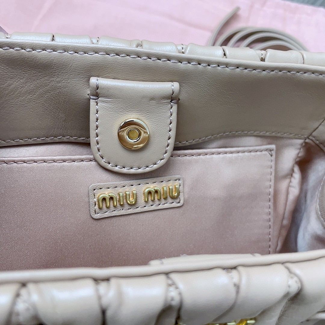 Miu Miu matelassé nappa leather handbag sand beige 5BA259