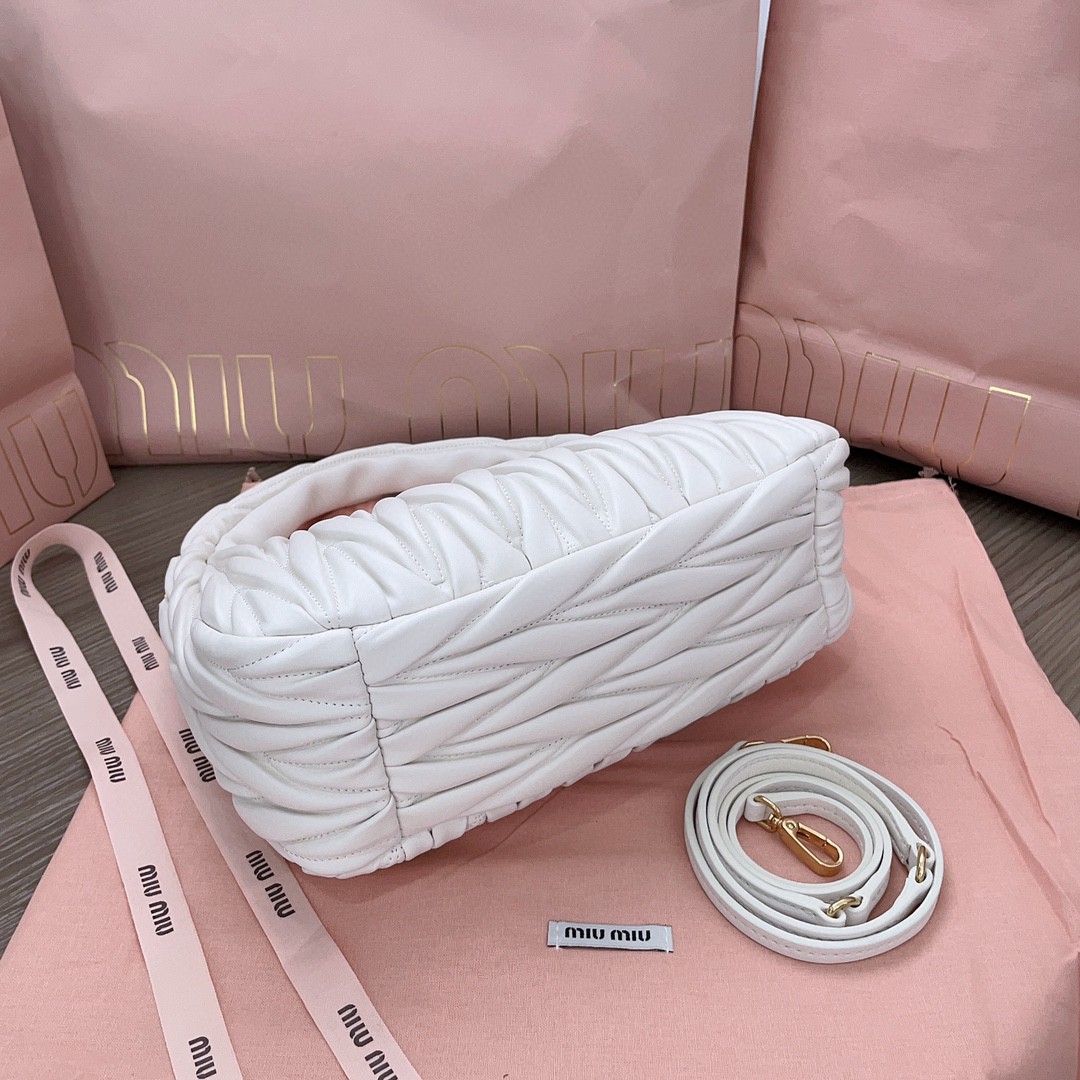 Miu Miu Wander matelassé nappa leather hobo bag sand white 5BC153_N88_F0009_V_OOO