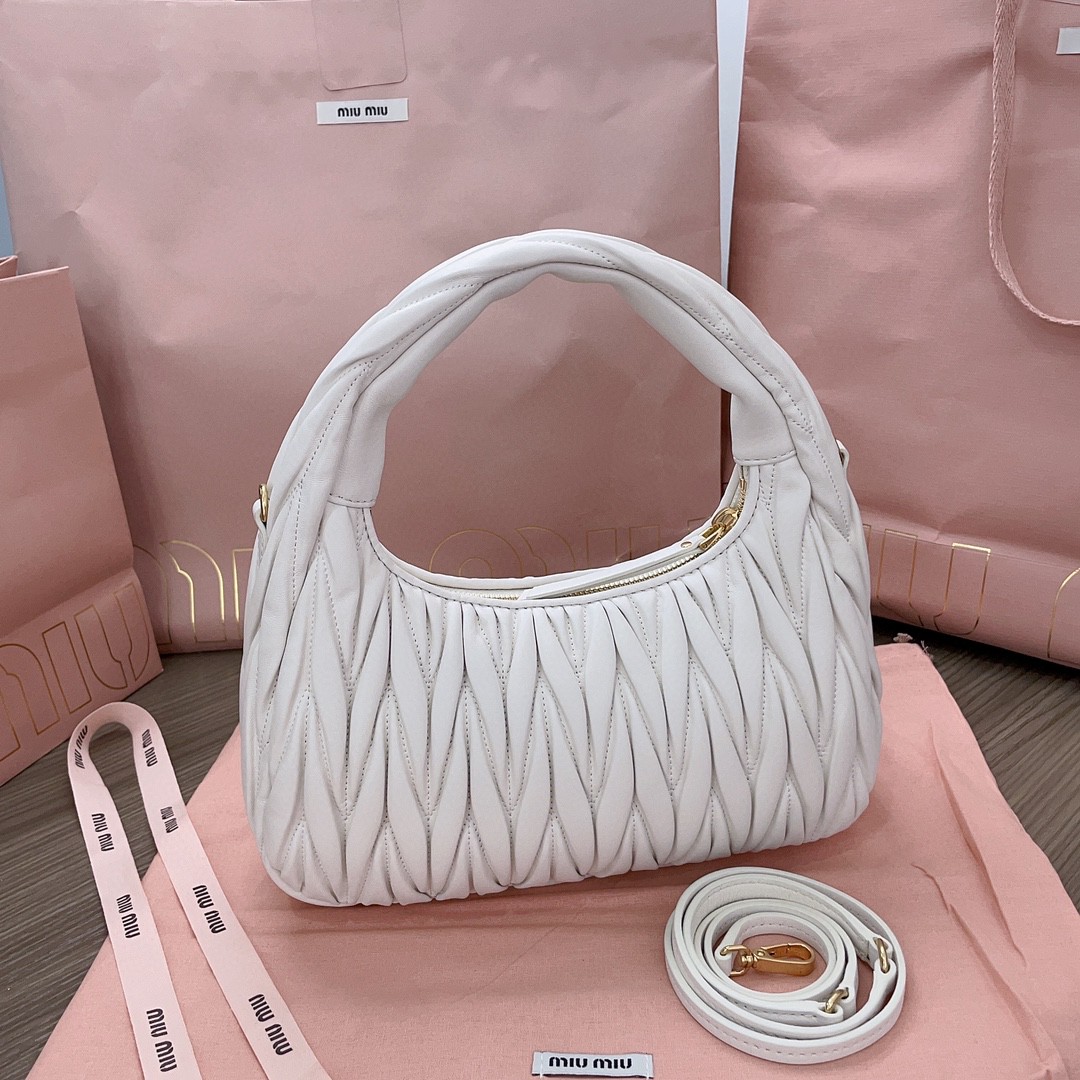 Miu Miu Wander matelassé nappa leather hobo bag sand white 5BC153_N88_F0009_V_OOO