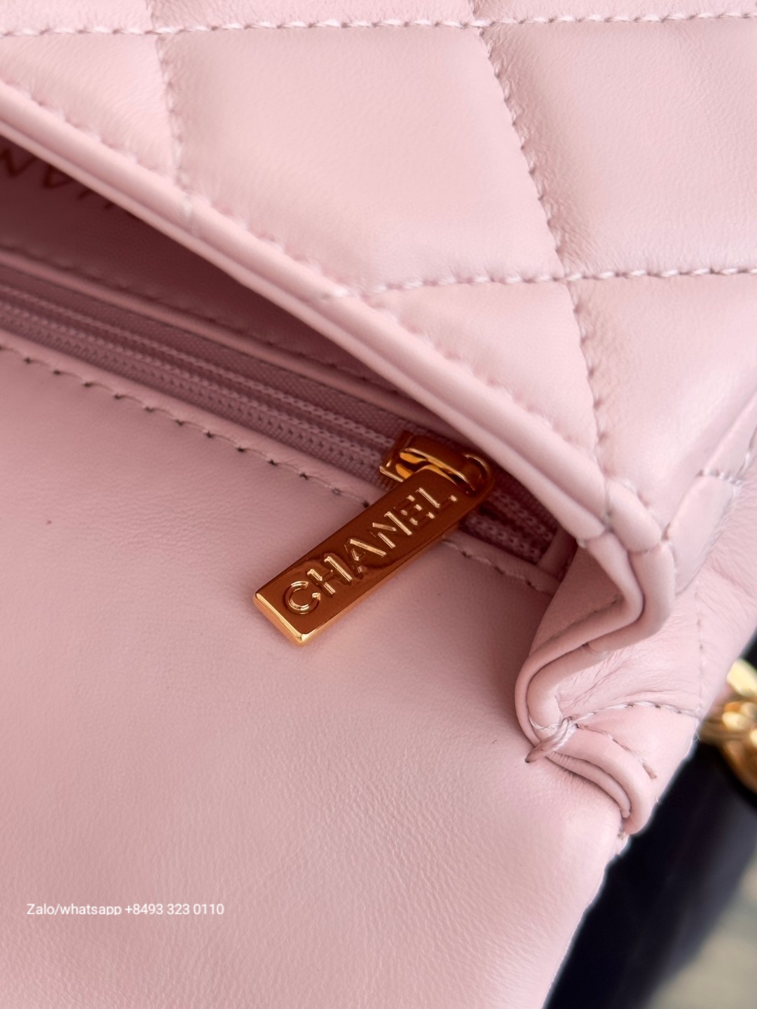 CHANEL MINI FLAP BAG WITH TOP HANDLE Shiny Lambskin Gold-Tone Metal pink