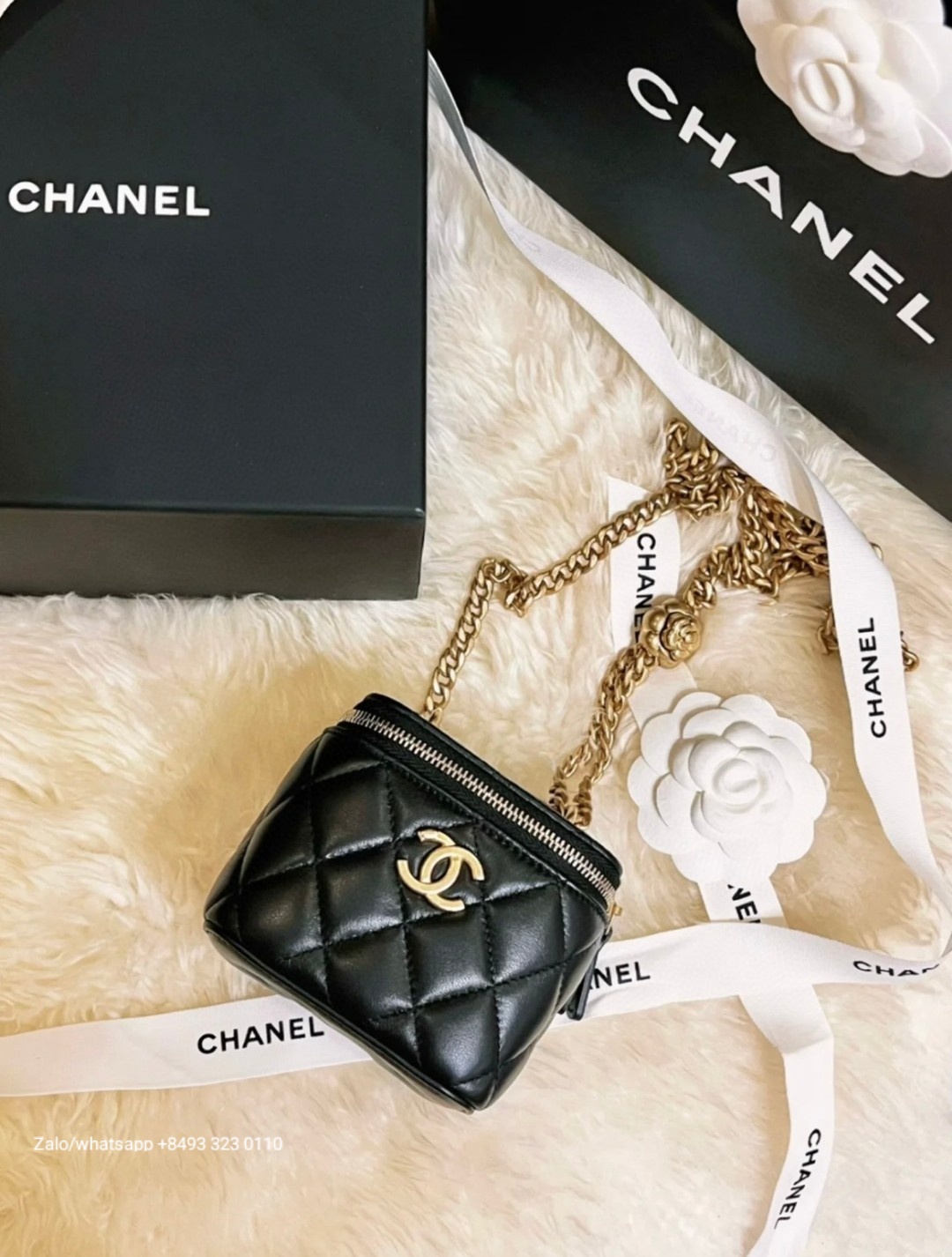 CHANEL 23S mini Lambskin Gold-Tone Metal Black /lime/pink