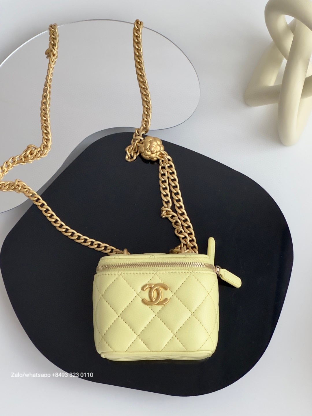 CHANEL 23S mini Lambskin Gold-Tone Metal Black /lime/pink