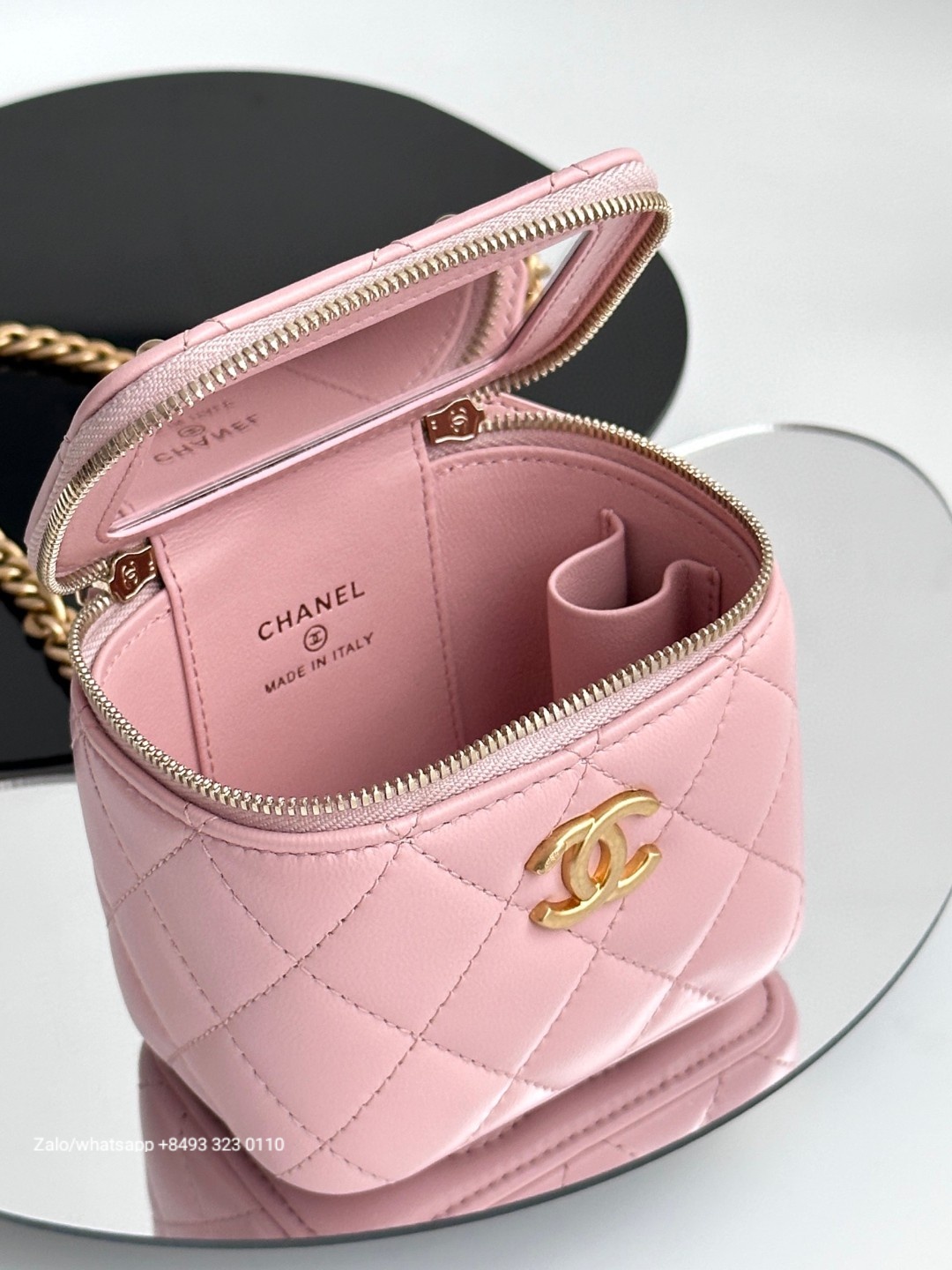 CHANEL 23S mini Lambskin Gold-Tone Metal Black /lime/pink
